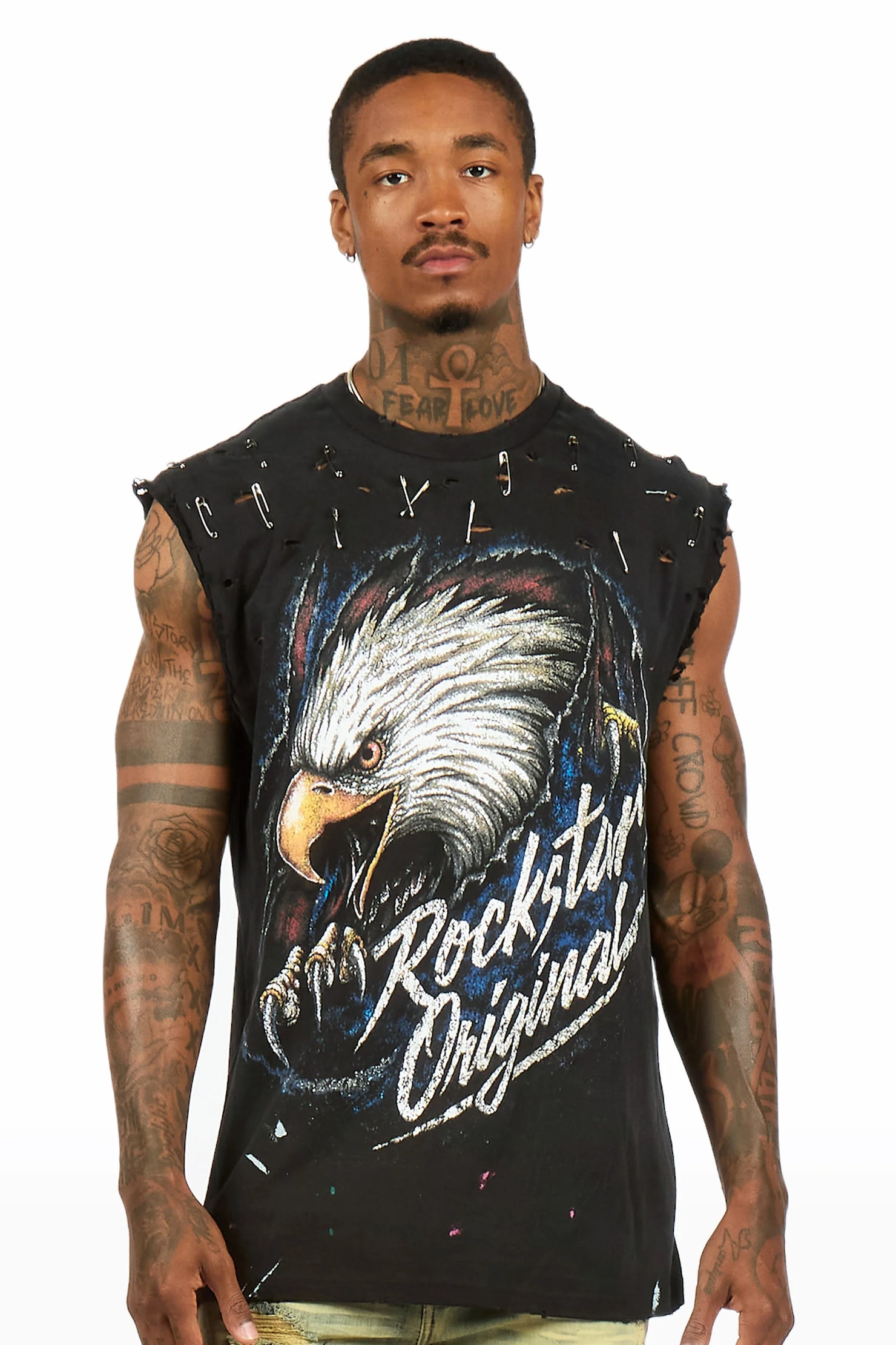 Kartal Black Oversized Cut Sleeve T-Shirt