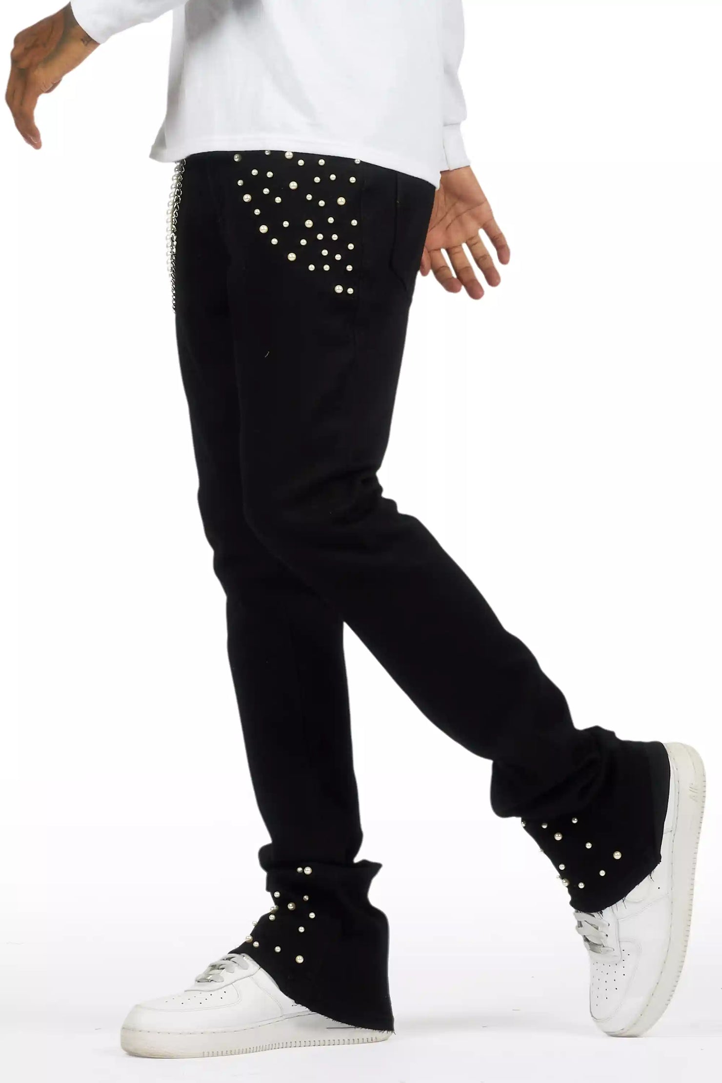 Zayvon Jet Black Stacked Flare Jean