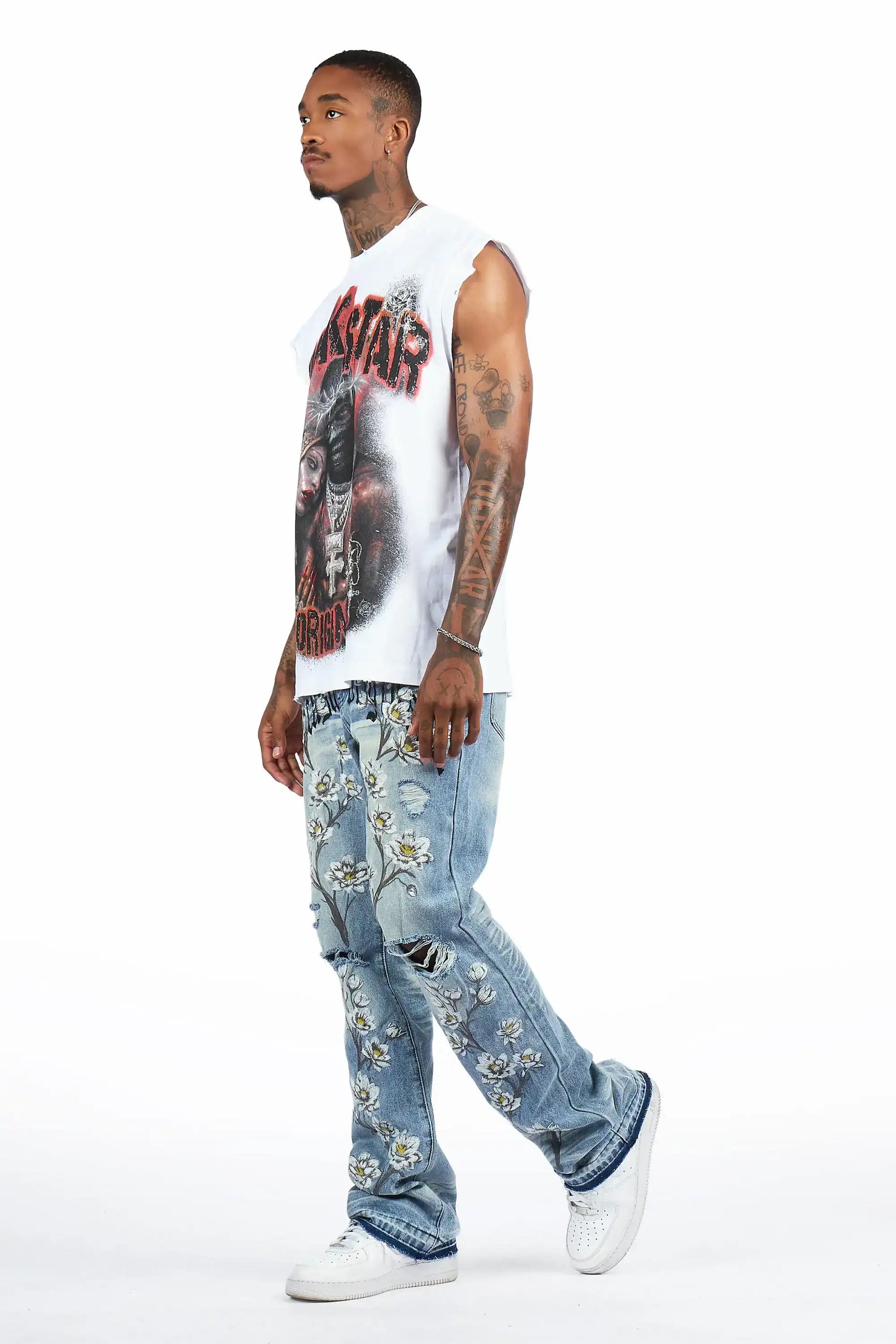 Folor Light Blue Stacked Flare Jean