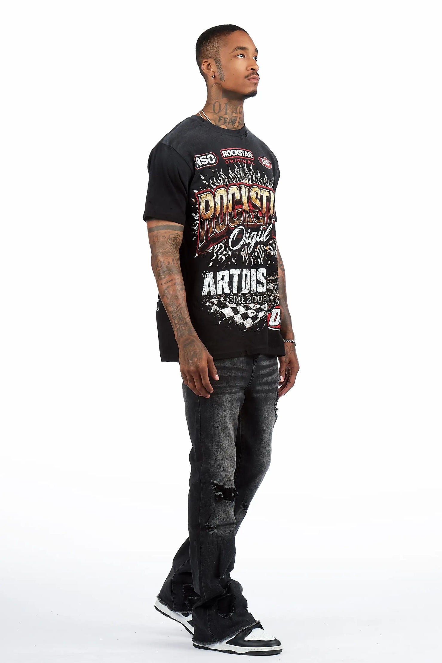 Brisbo Black Relaxed Stacked Flare Jean