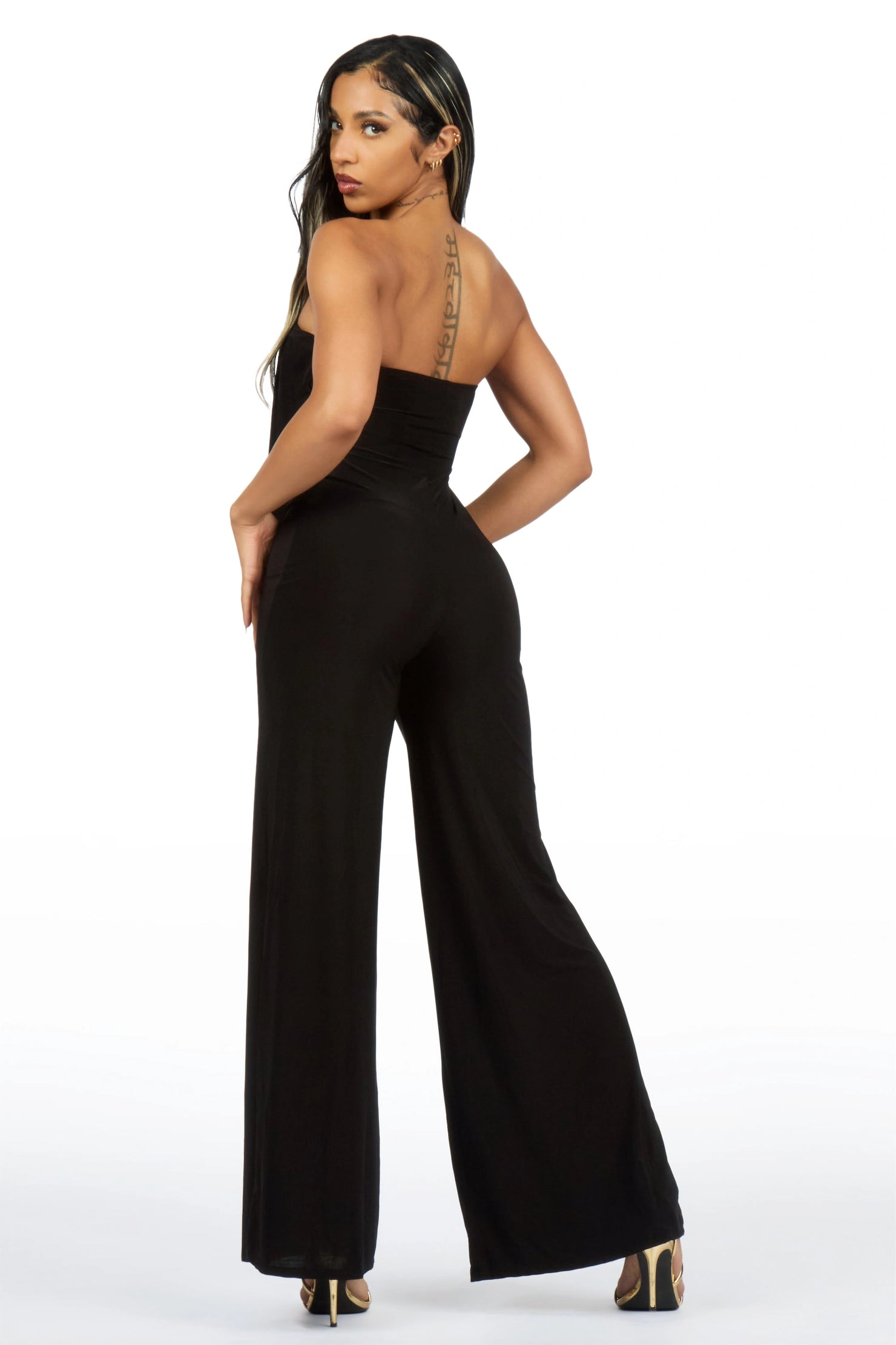 Drama-tic Black Strapless Cut-Out Jumpsuit