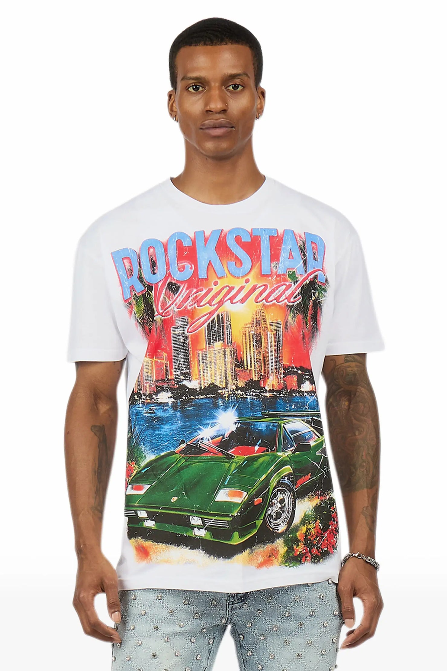 Jhaezar White Oversized Graphic T-Shirt