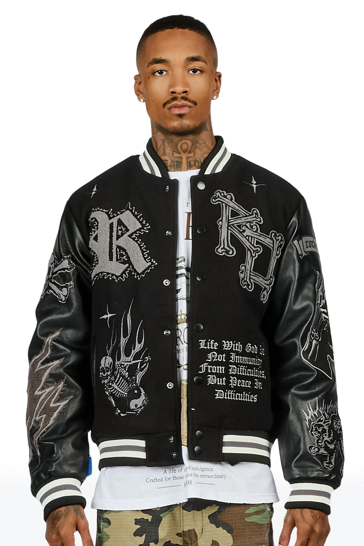Naizeah Black/Black Varsity Jacket