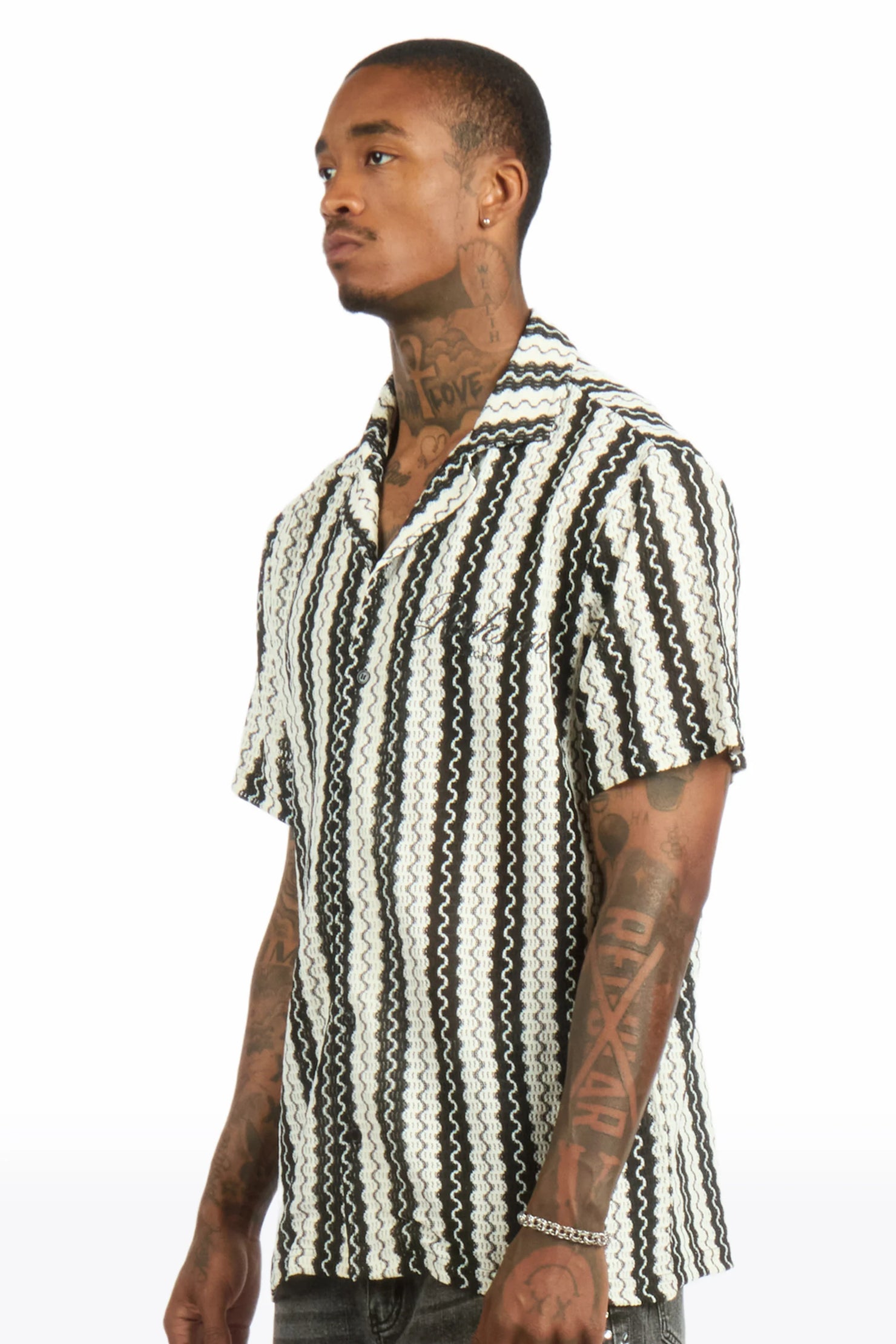 Branham White/Black Button Down Shirt