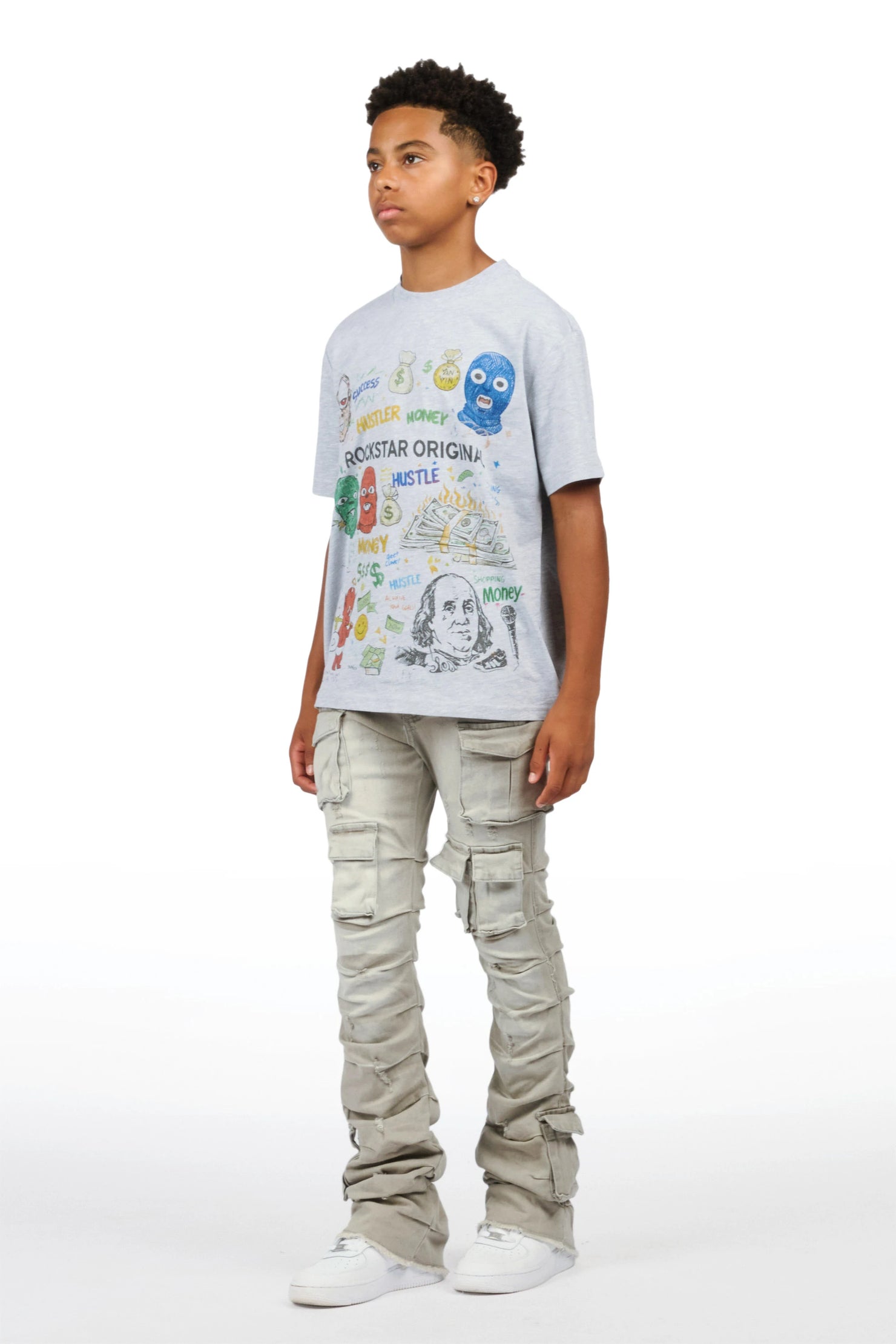 Boys Gentry Grey Stacked Flare Jean