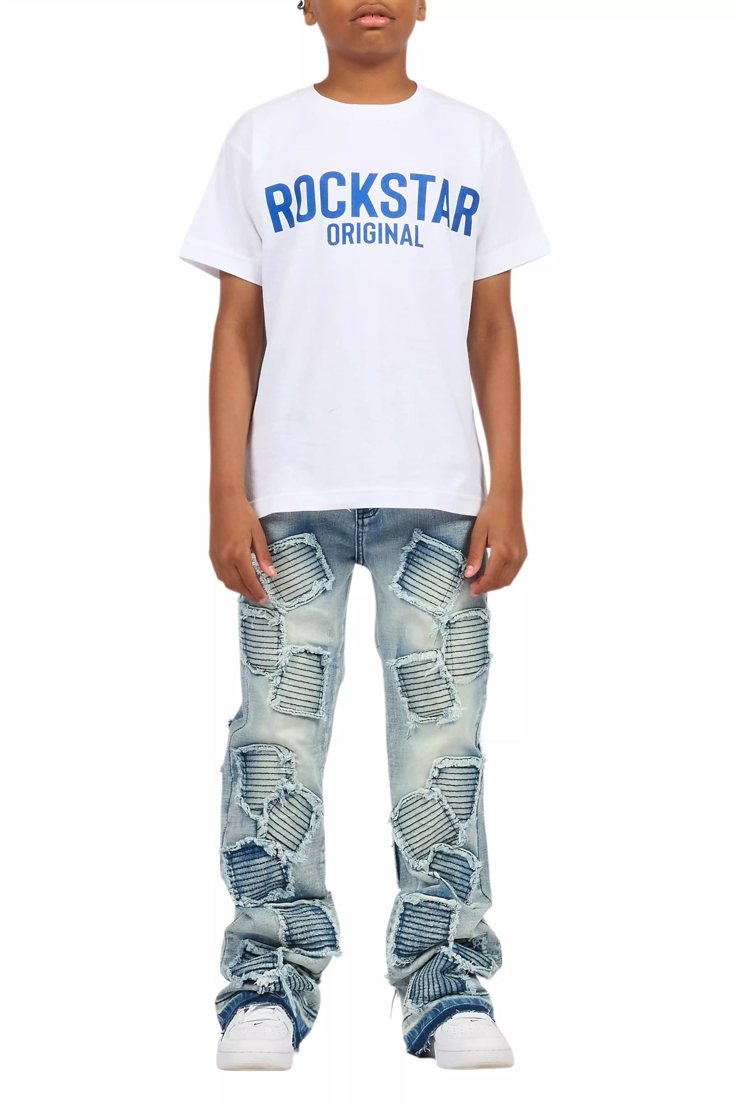 Boys Gawel Blue Stacked Flare Jean