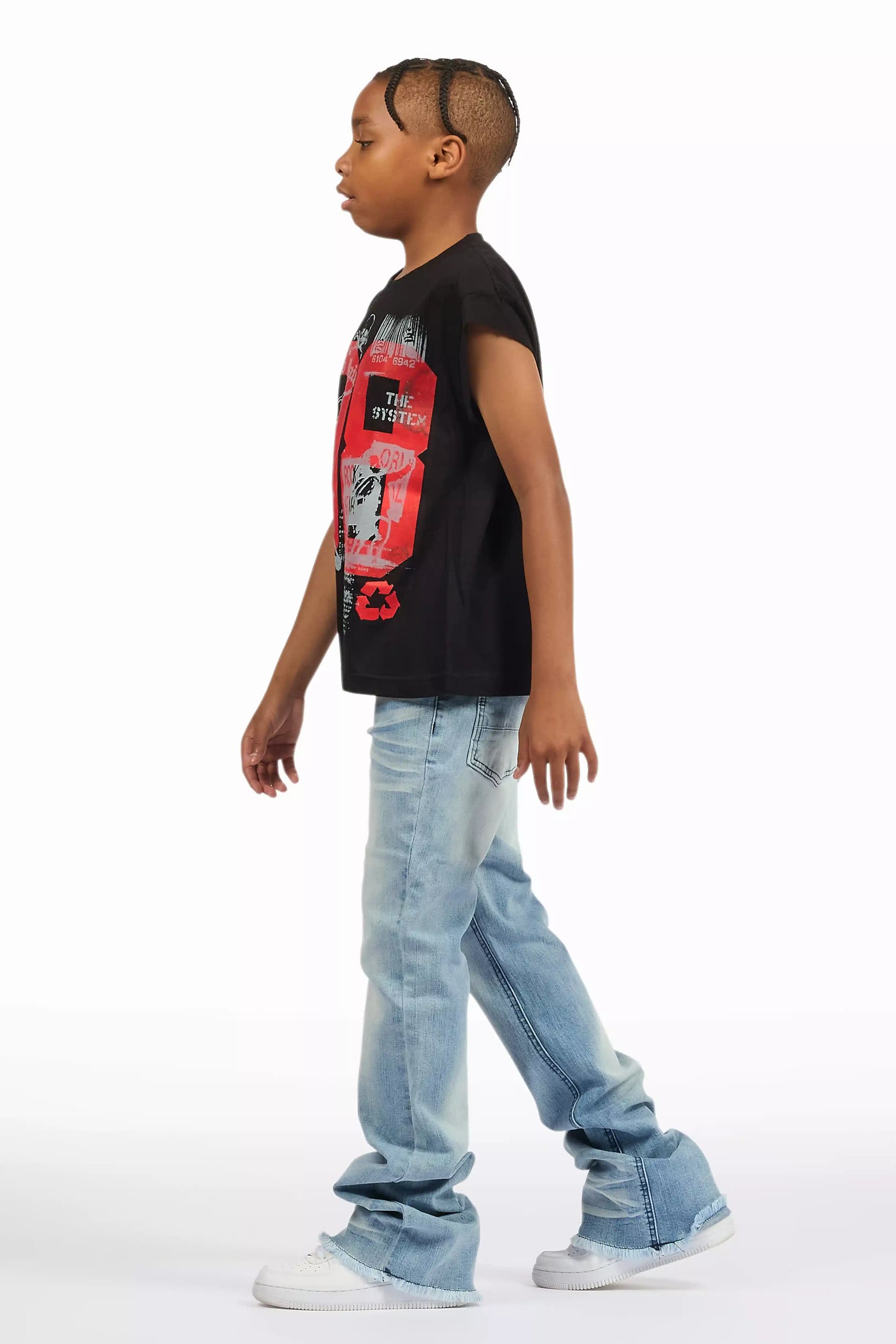 Boys Dag Dark Blue Stacked Flare Jean