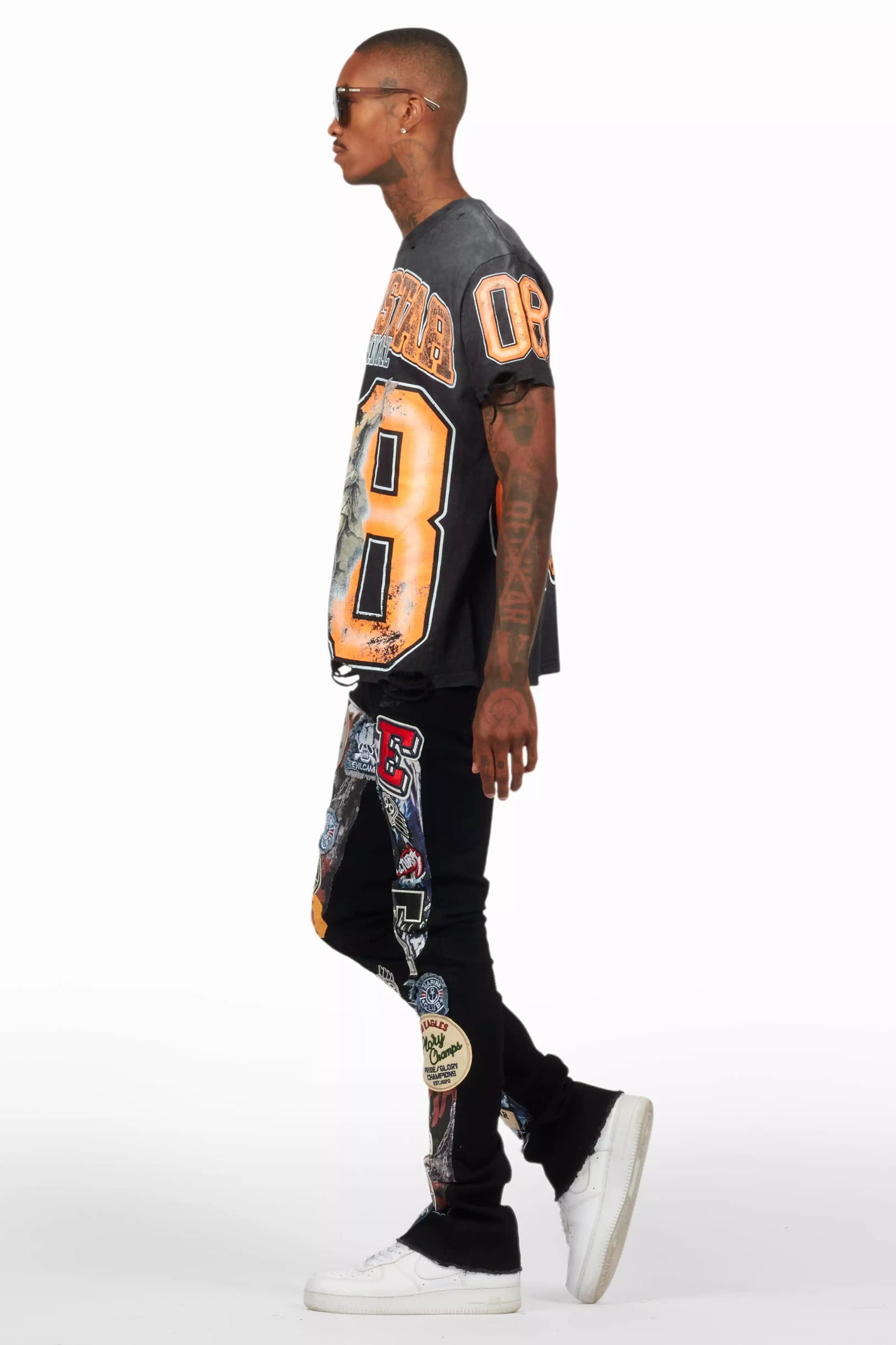 Espen Jet Black Stacked Flare Jean