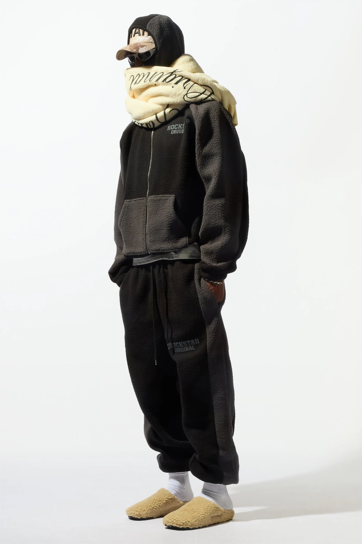Minero Sherpa Black Zip Up Hoodie/Jogger Track Set