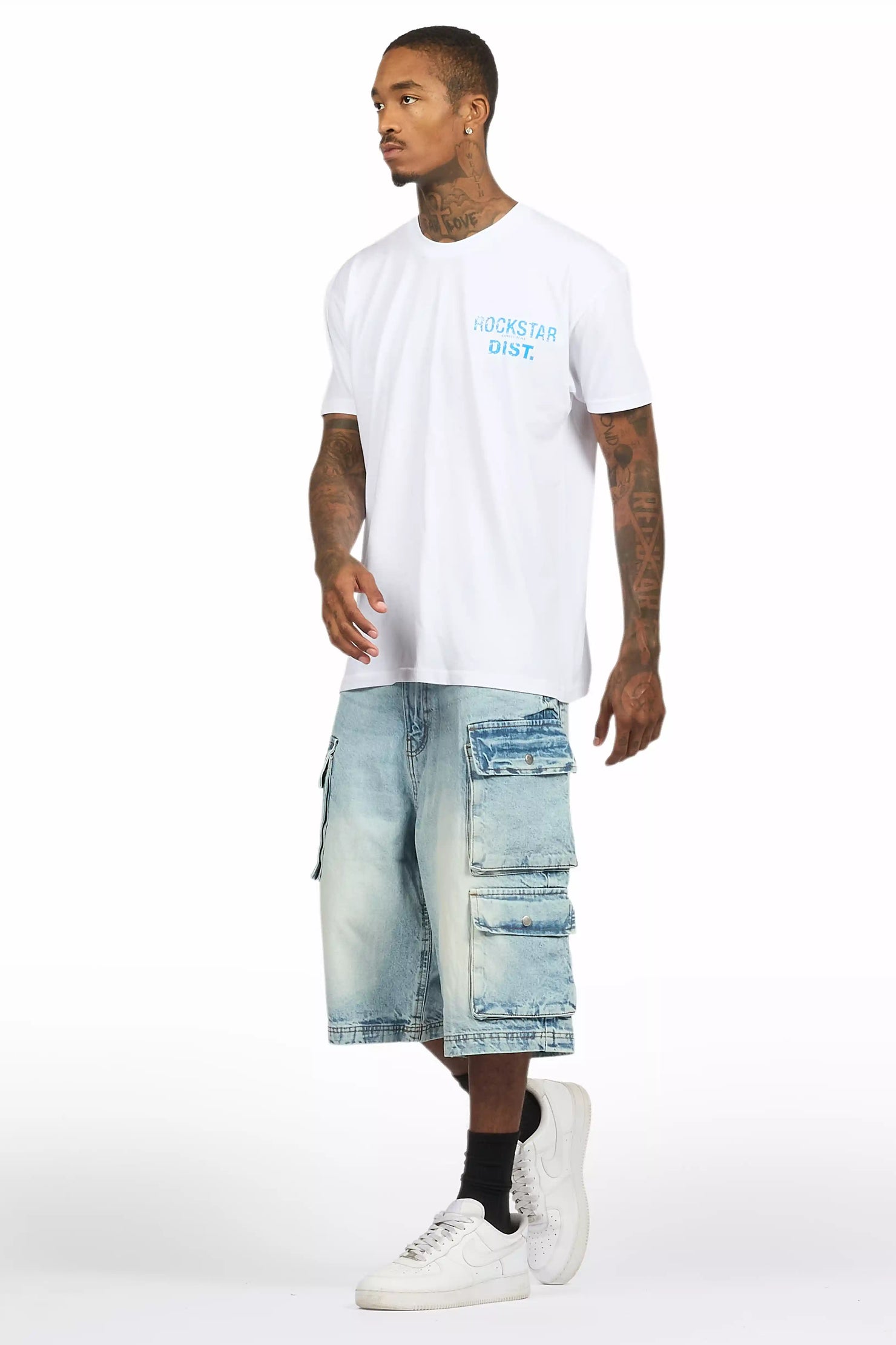 Lake White/Blue T-Shirt Denim Jort Set