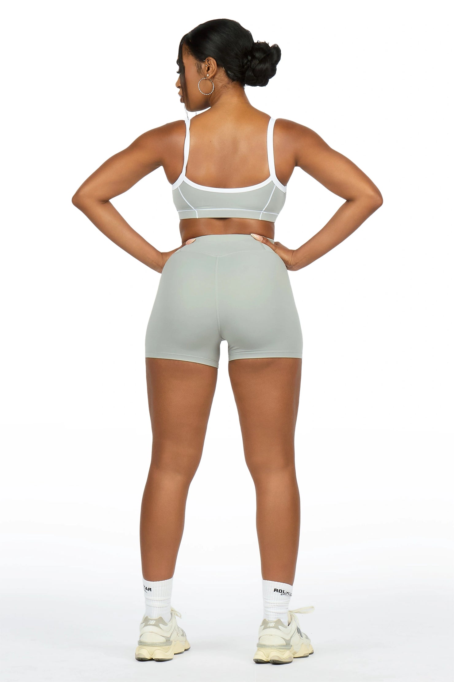 Afshana Grey Tank Active Bike Short Set