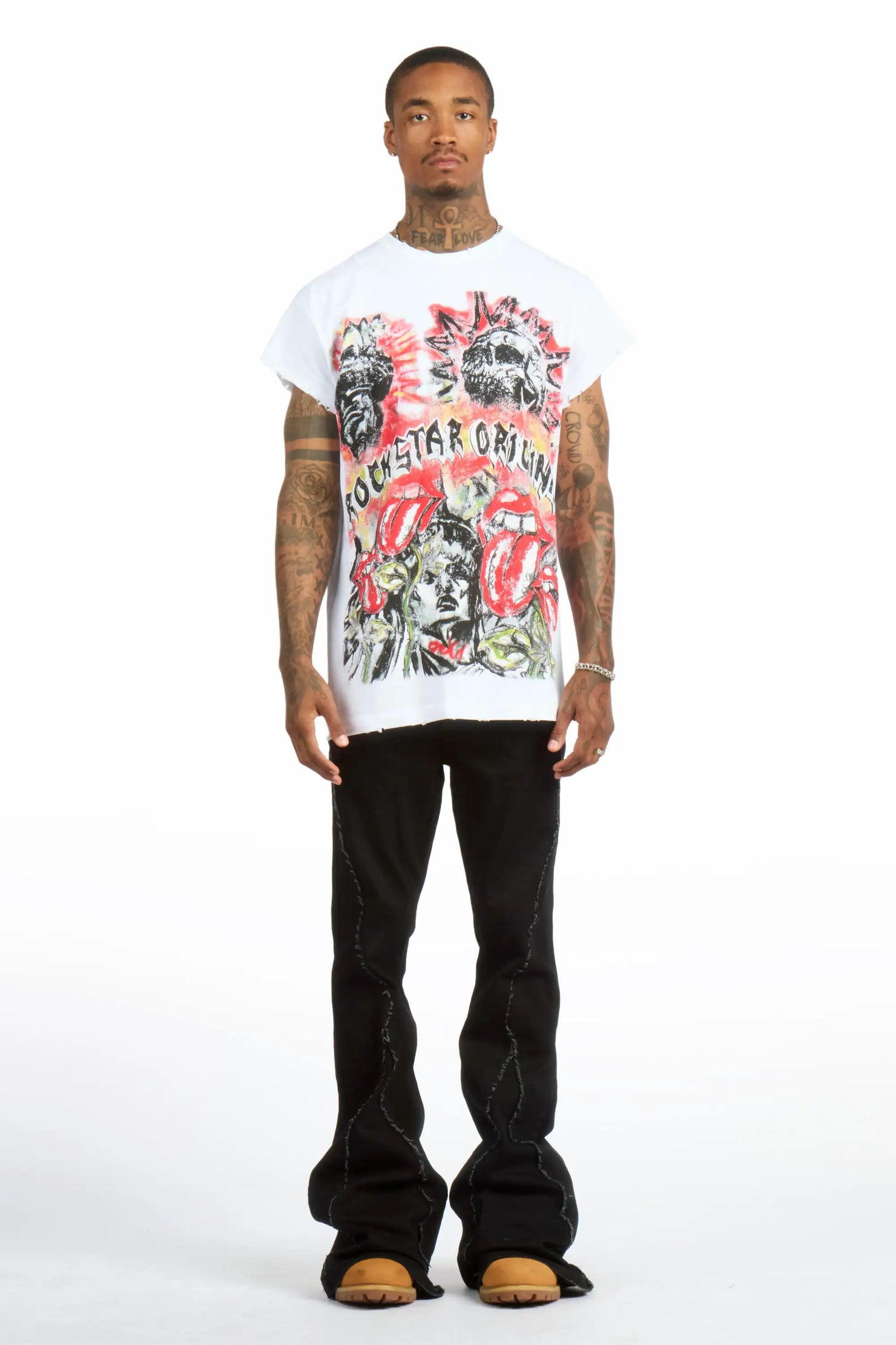 Vane Black Stacked Super Flare Jean