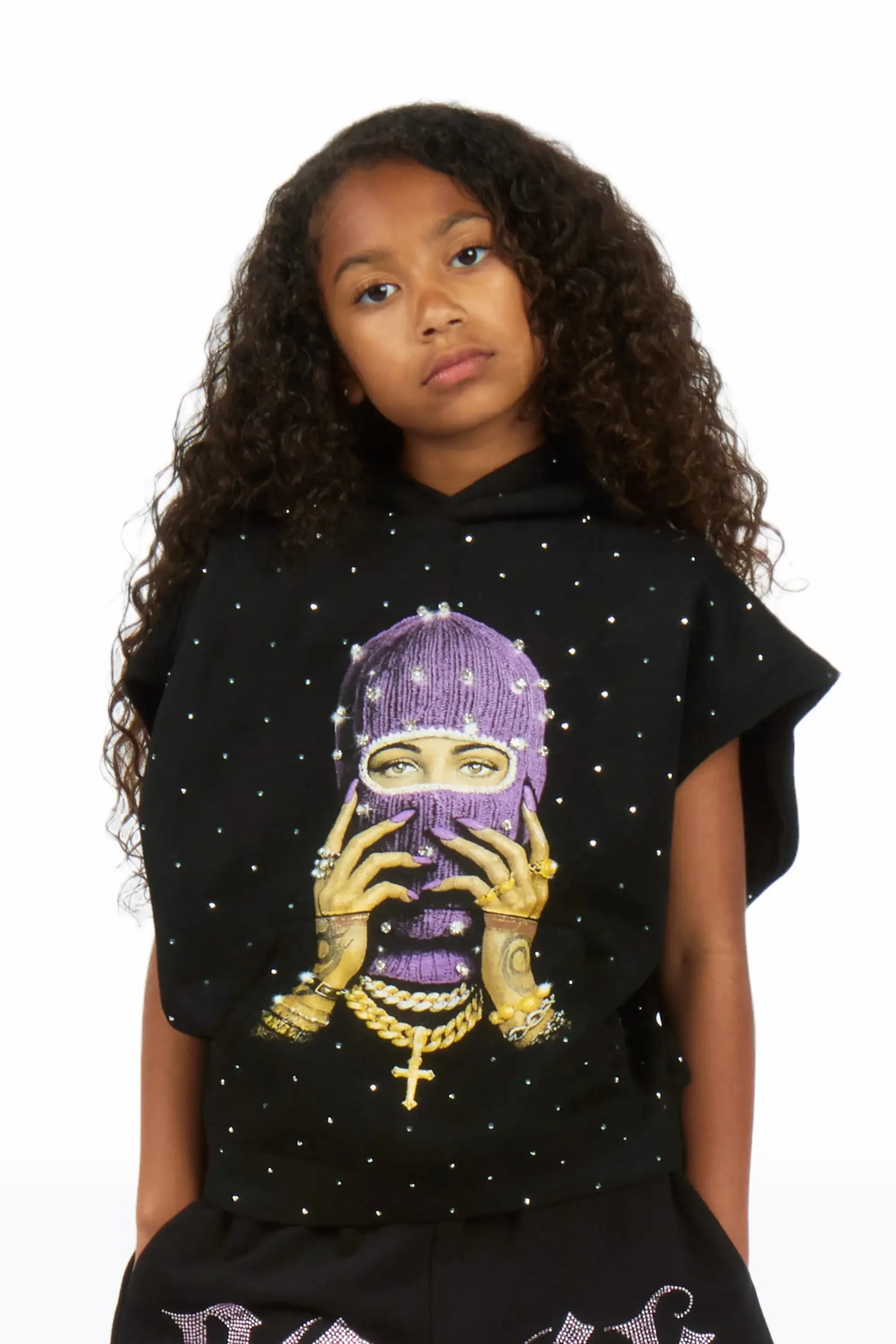 Girls Jayla Black Cut Sleeve Hoodie