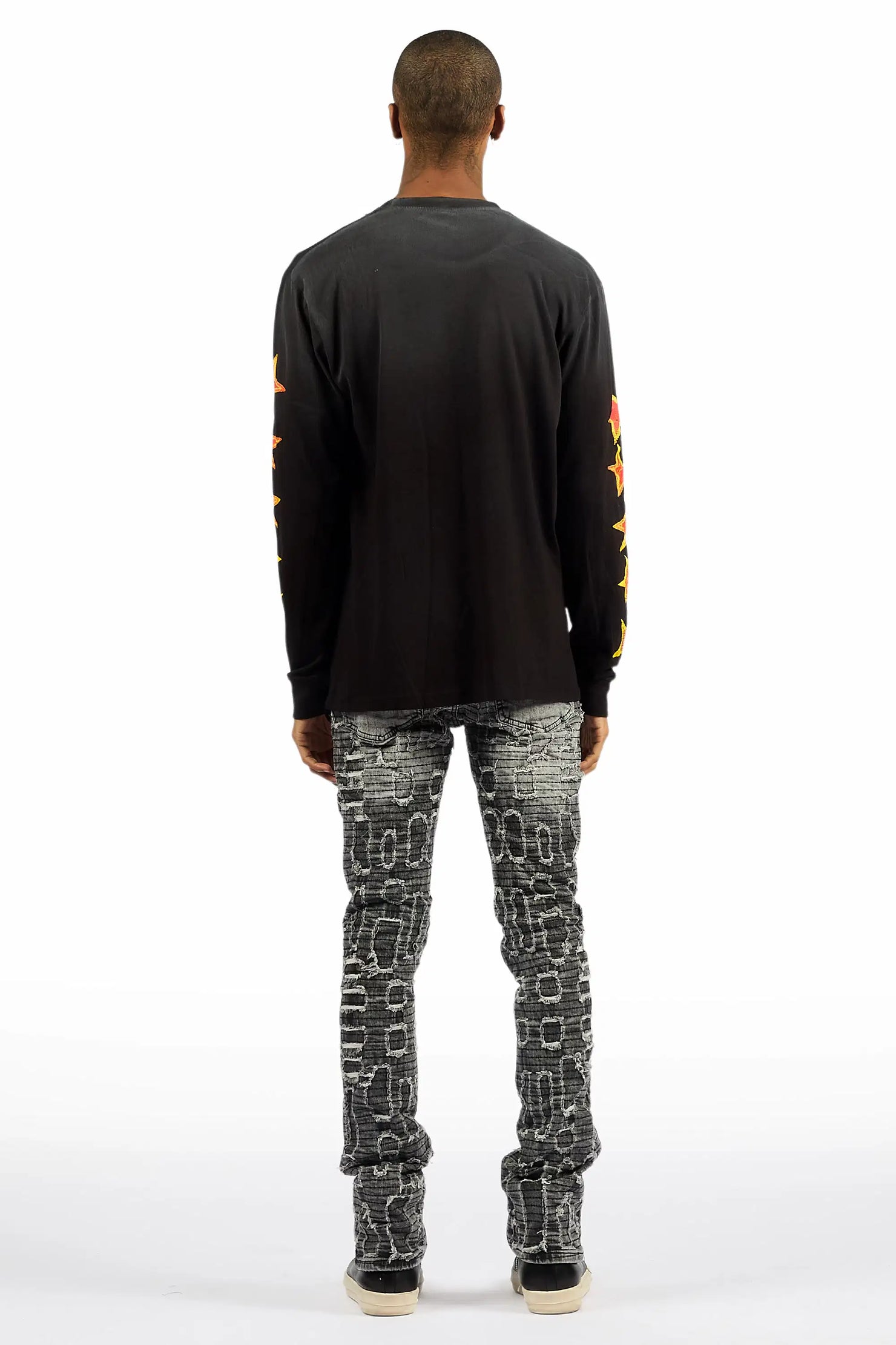 Gribo Grey Stacked Flare Jean