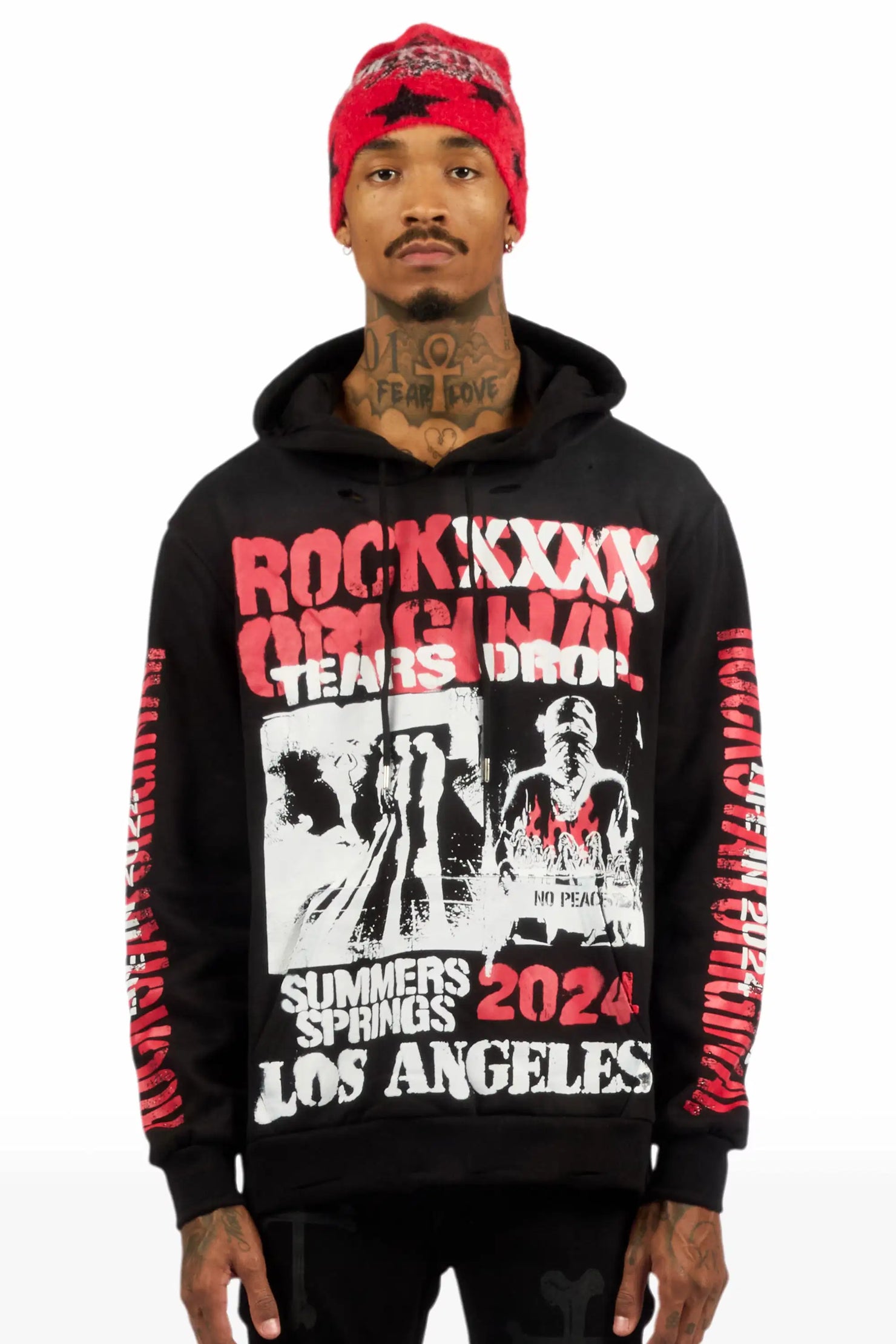 Omer Black Graphic Relaxed Hoodie