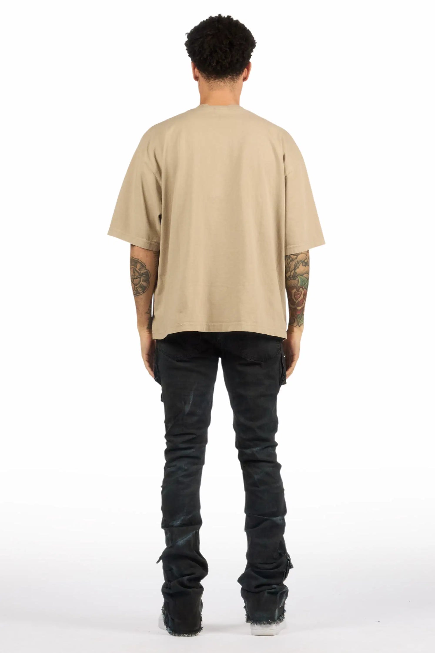 Gentry Blue Oil Wash Stacked Flare Jean