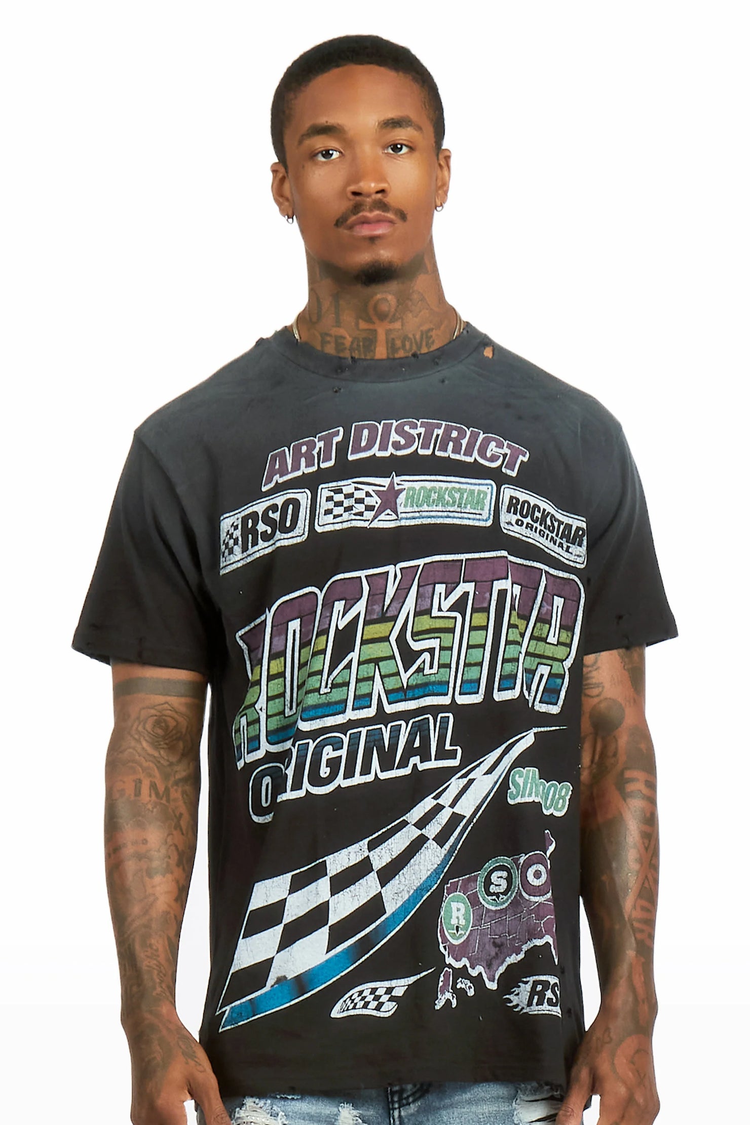 Burris Black Oversized Graphic T-Shirt