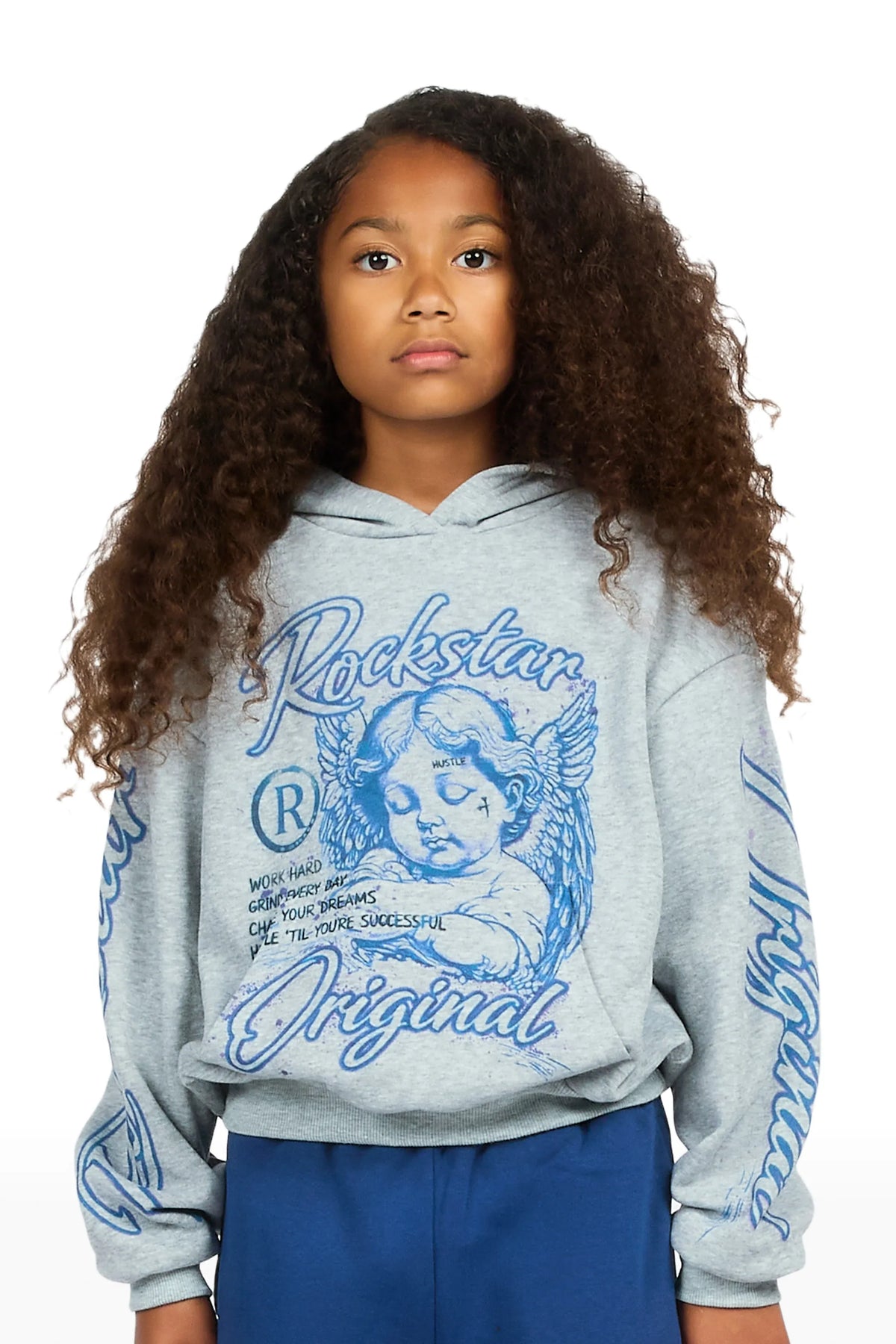 Girls Tyca Heather Grey Graphic Hoodie
