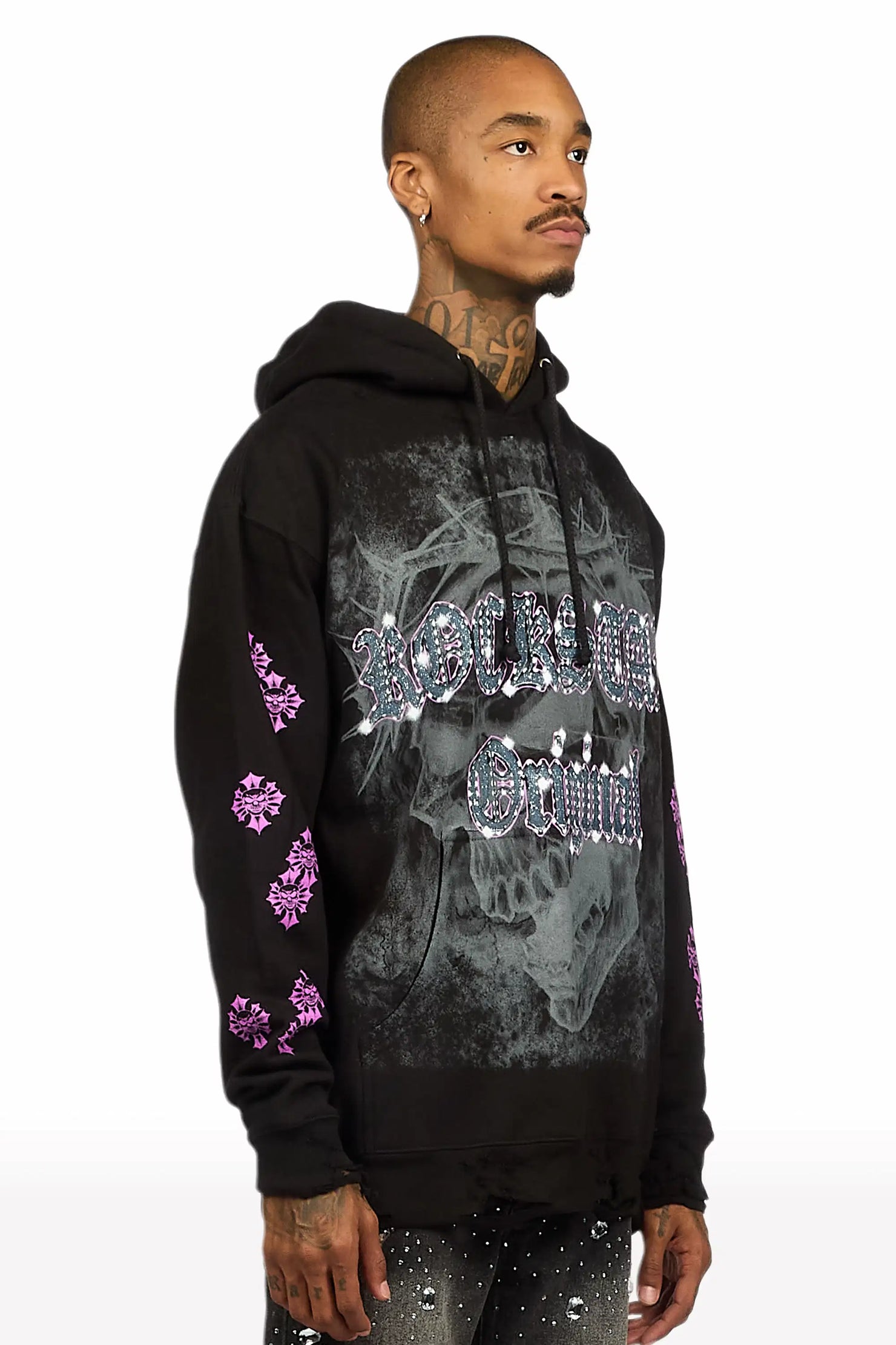 Kyze Black/Multi Distressed Graphic Hoodie
