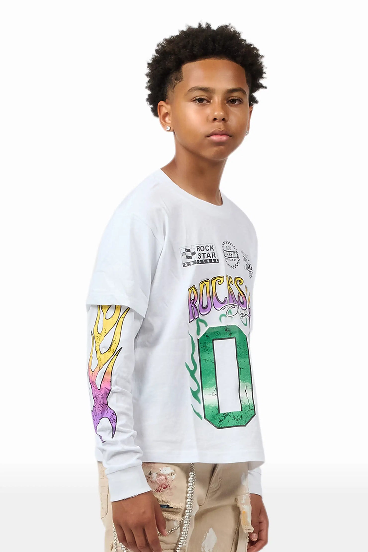 Boys Quito White Long Sleeve Graphic T-Shirt