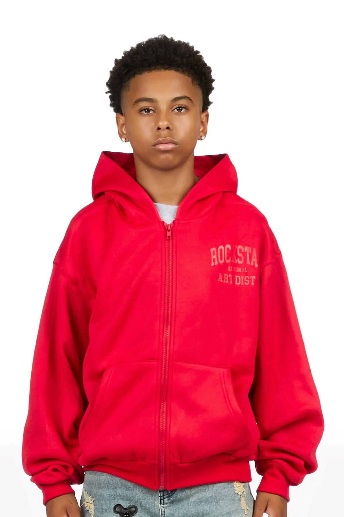 Boys Nelly 2.0 Red/Red Zip Up Hoodie