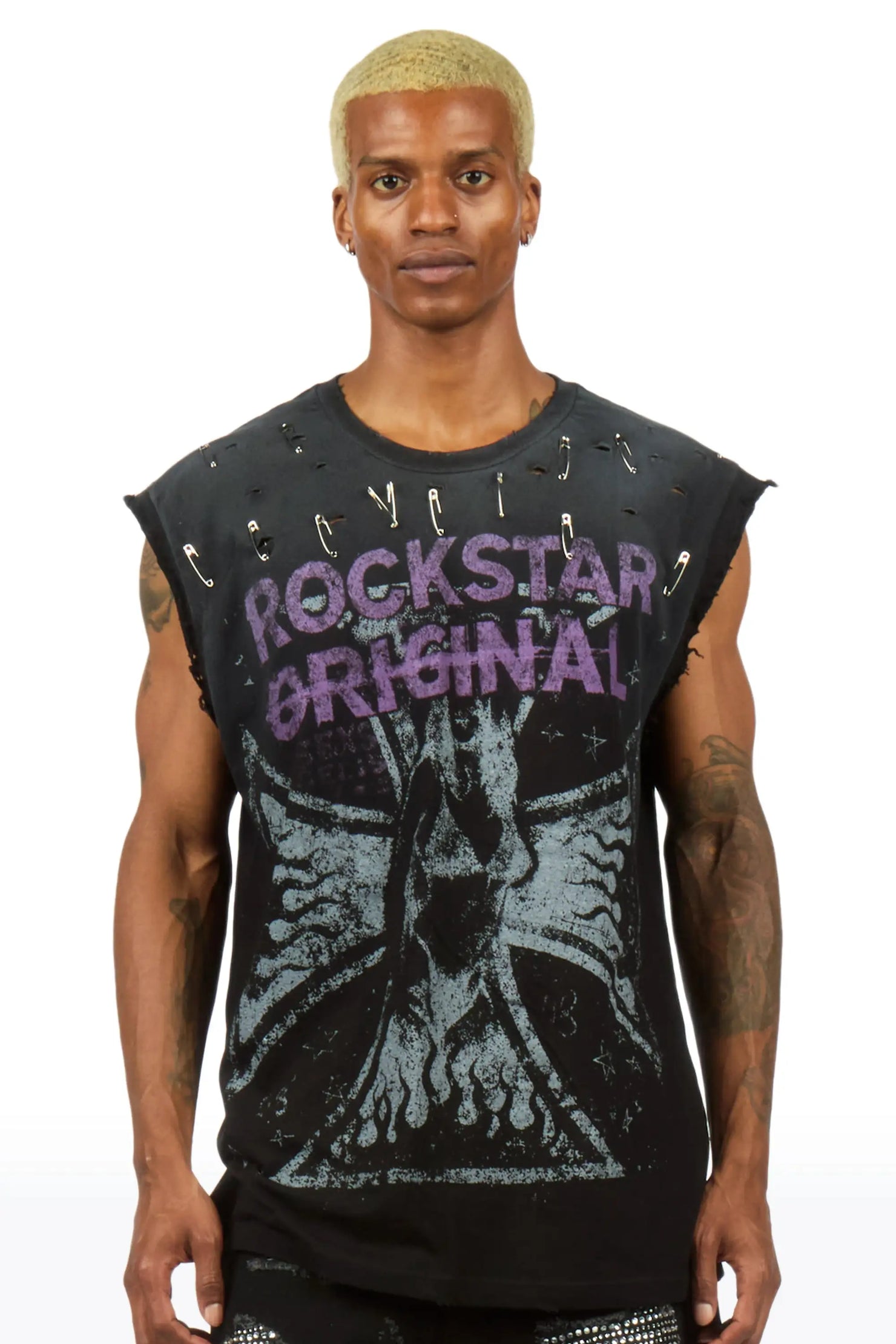Dailin Black Oversized Cut Off T-Shirt