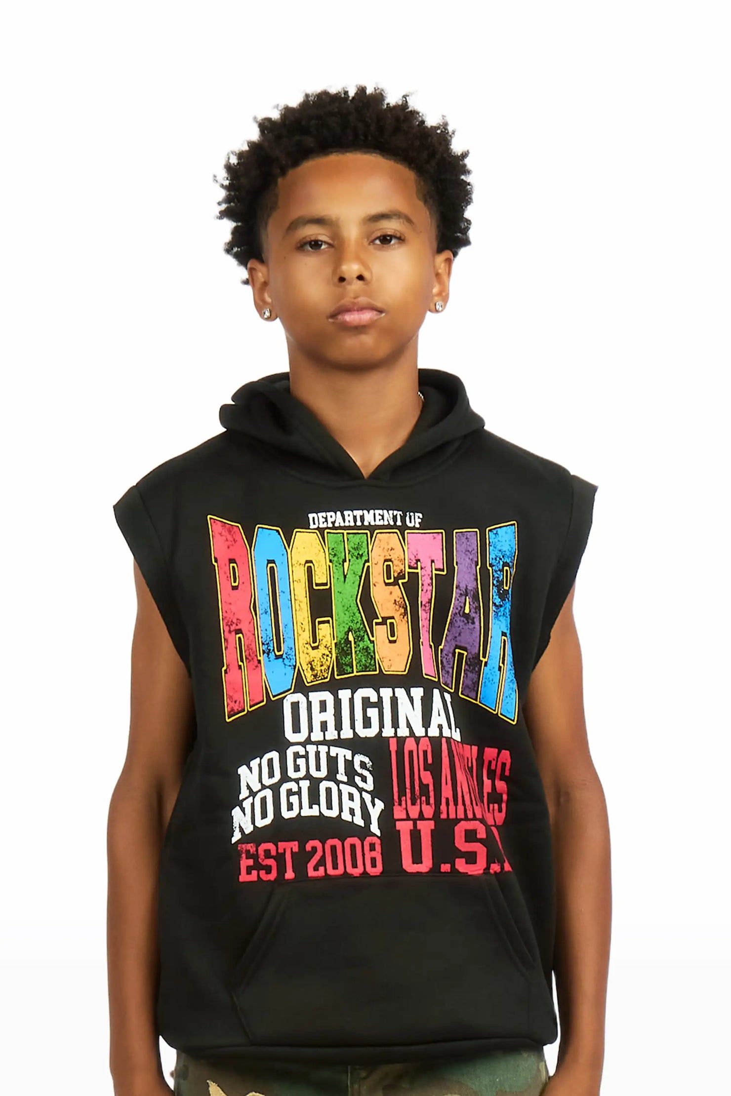 Boys Keen Black Sleeveless Hoodie