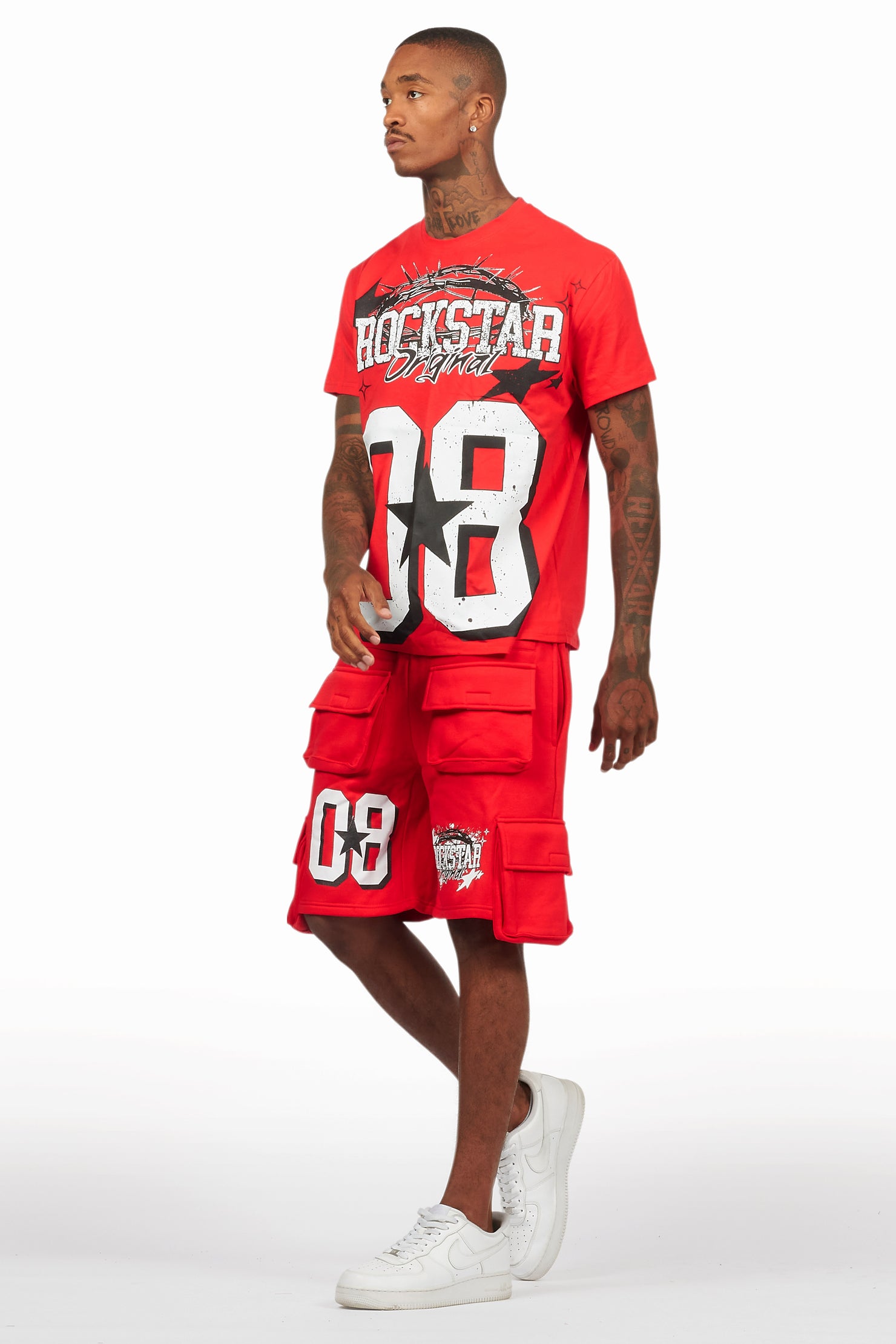 AllStar Red/White T-Shirt Cargo Short Set
