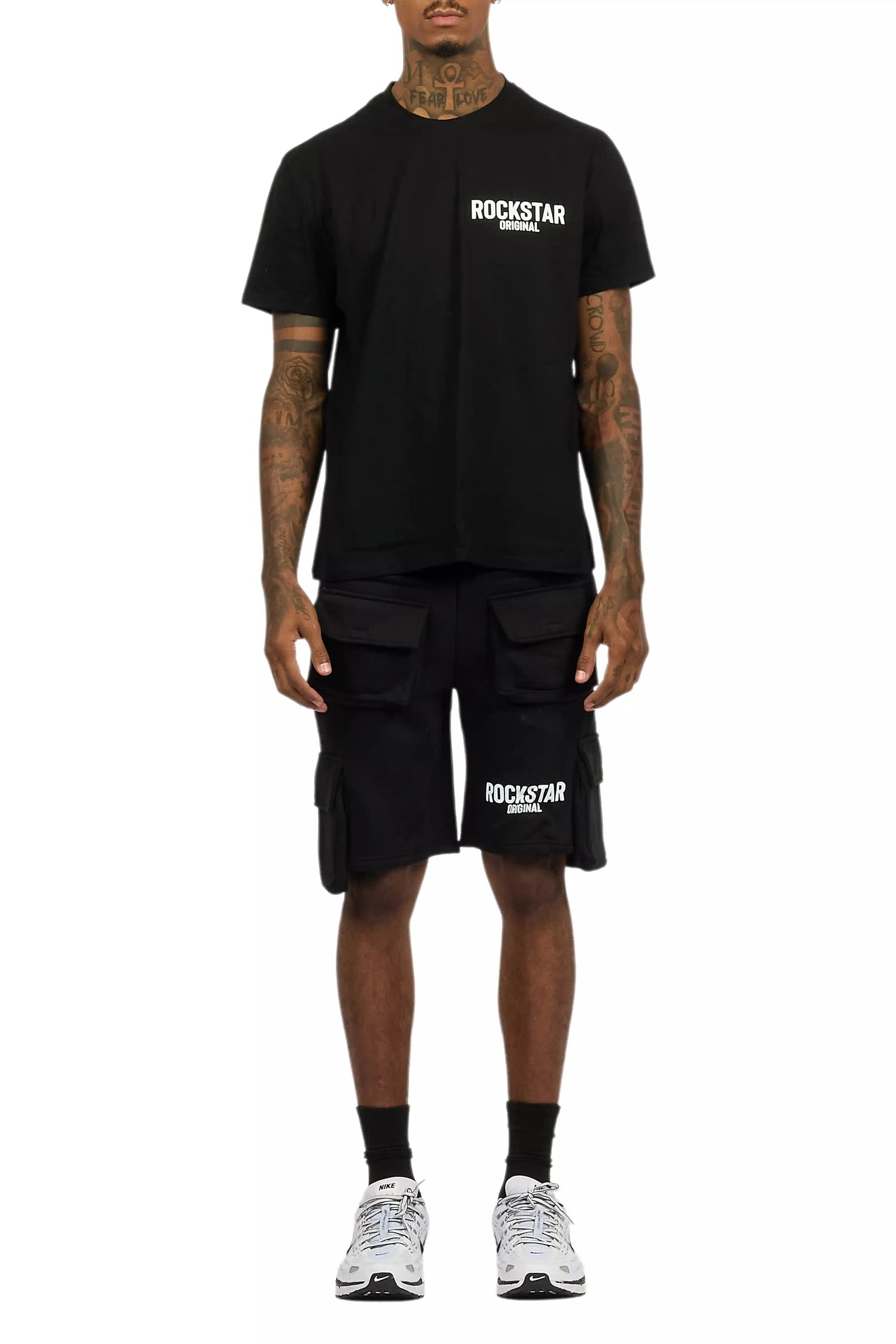 Sana Black/White T-Shirt Cargo Short Set