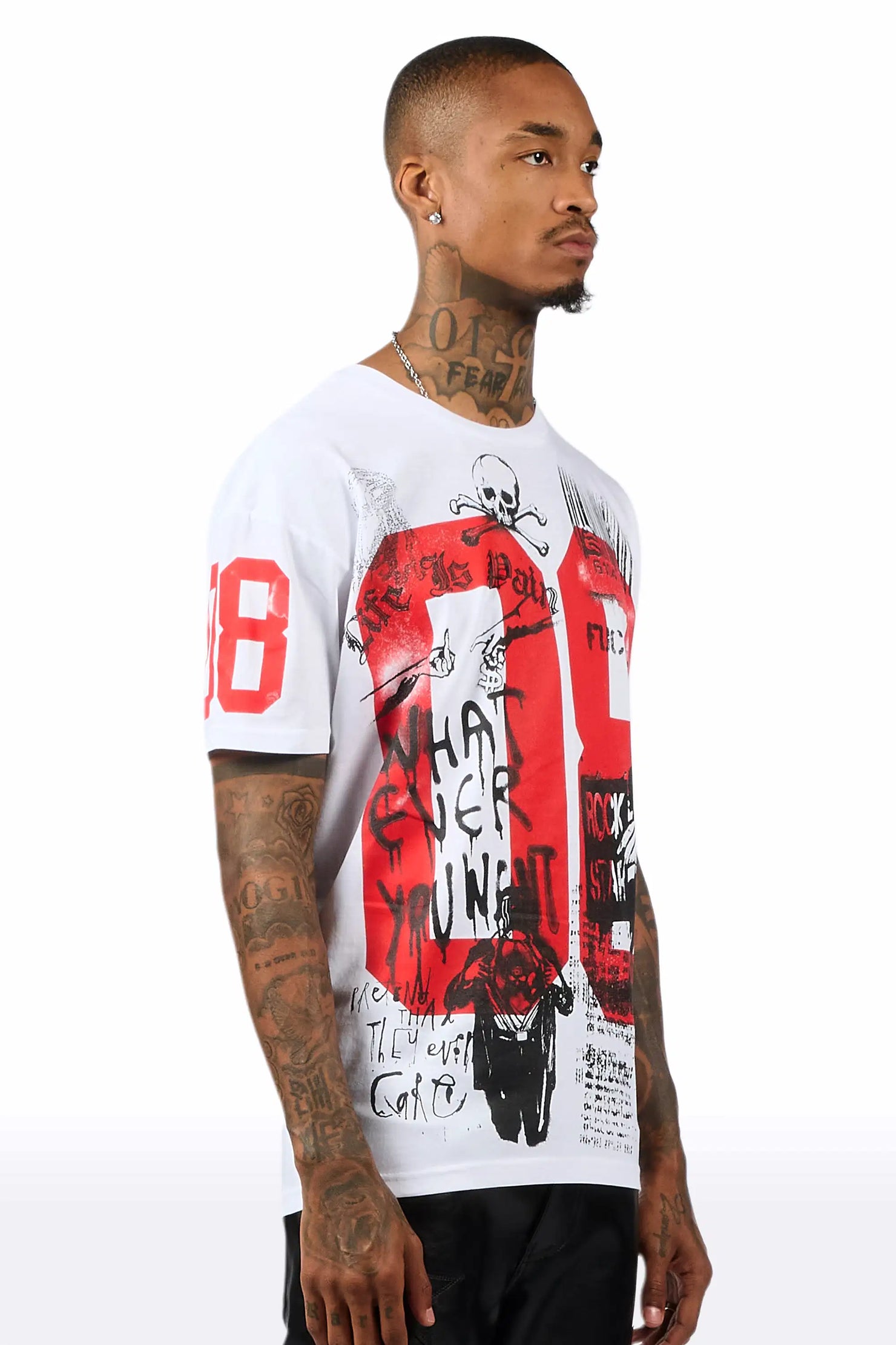 Grill 3.0 White/Red Oversized Graphic T-Shirt