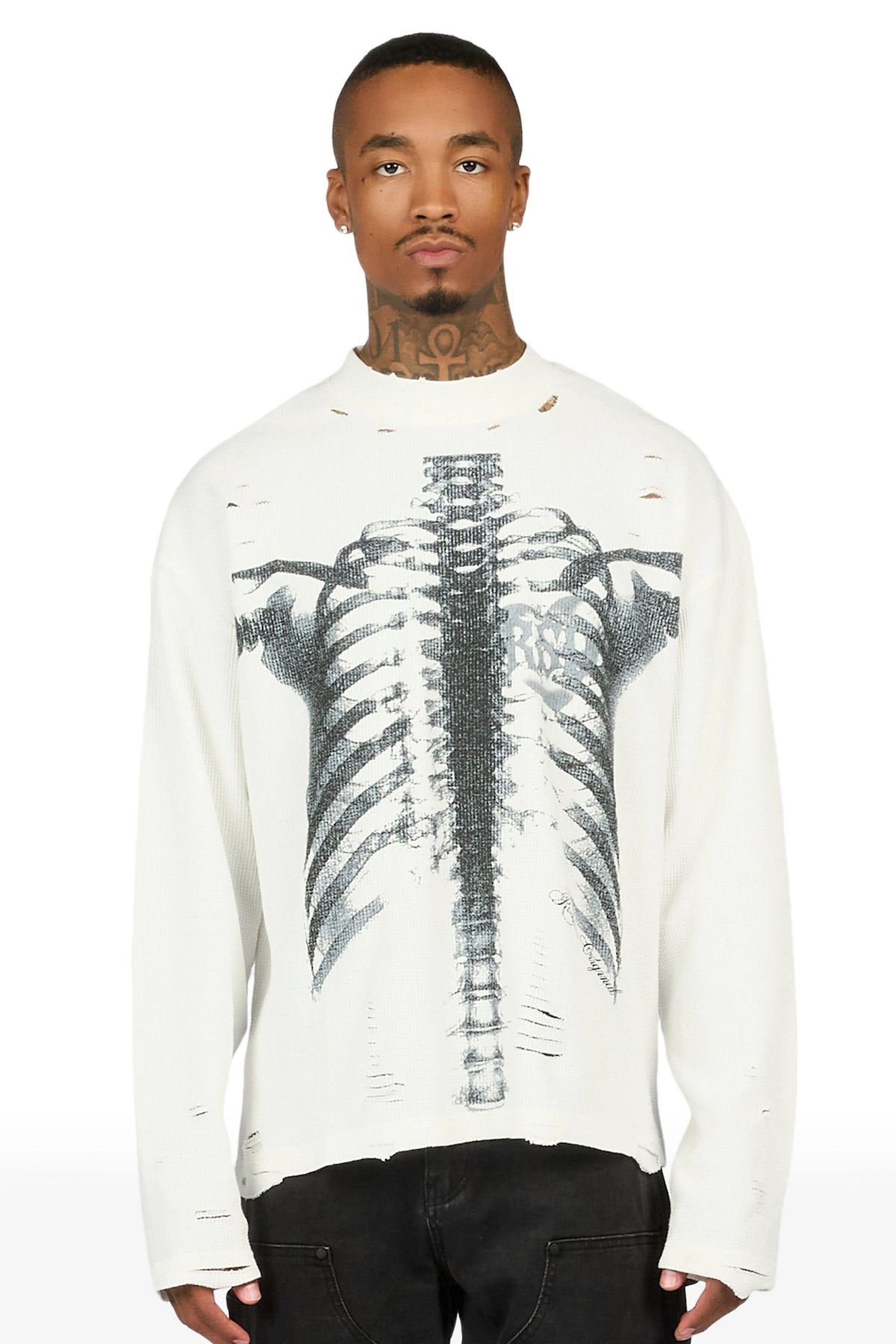 Caliz Off White Thermal Long Sleeve T-Shirt