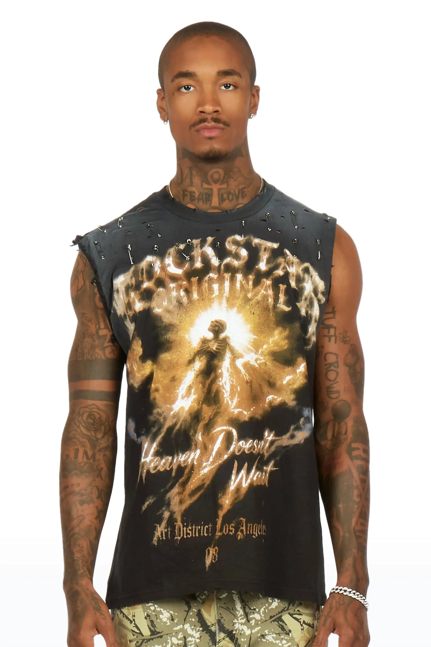 Jakito Black Oversized Cut Off T-Shirt