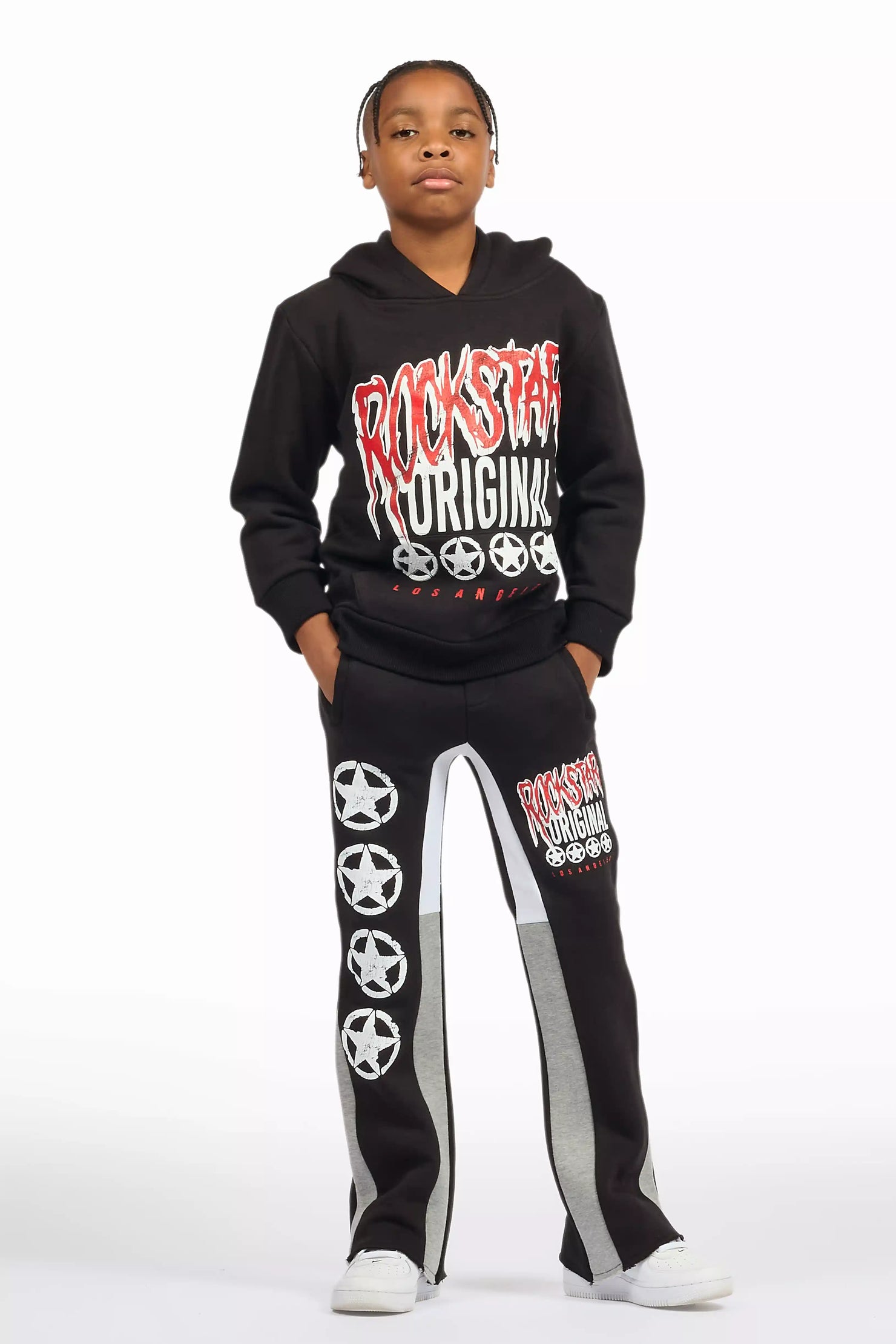 Boys Wizzurd Black/Grey Stacked Flare Track Set