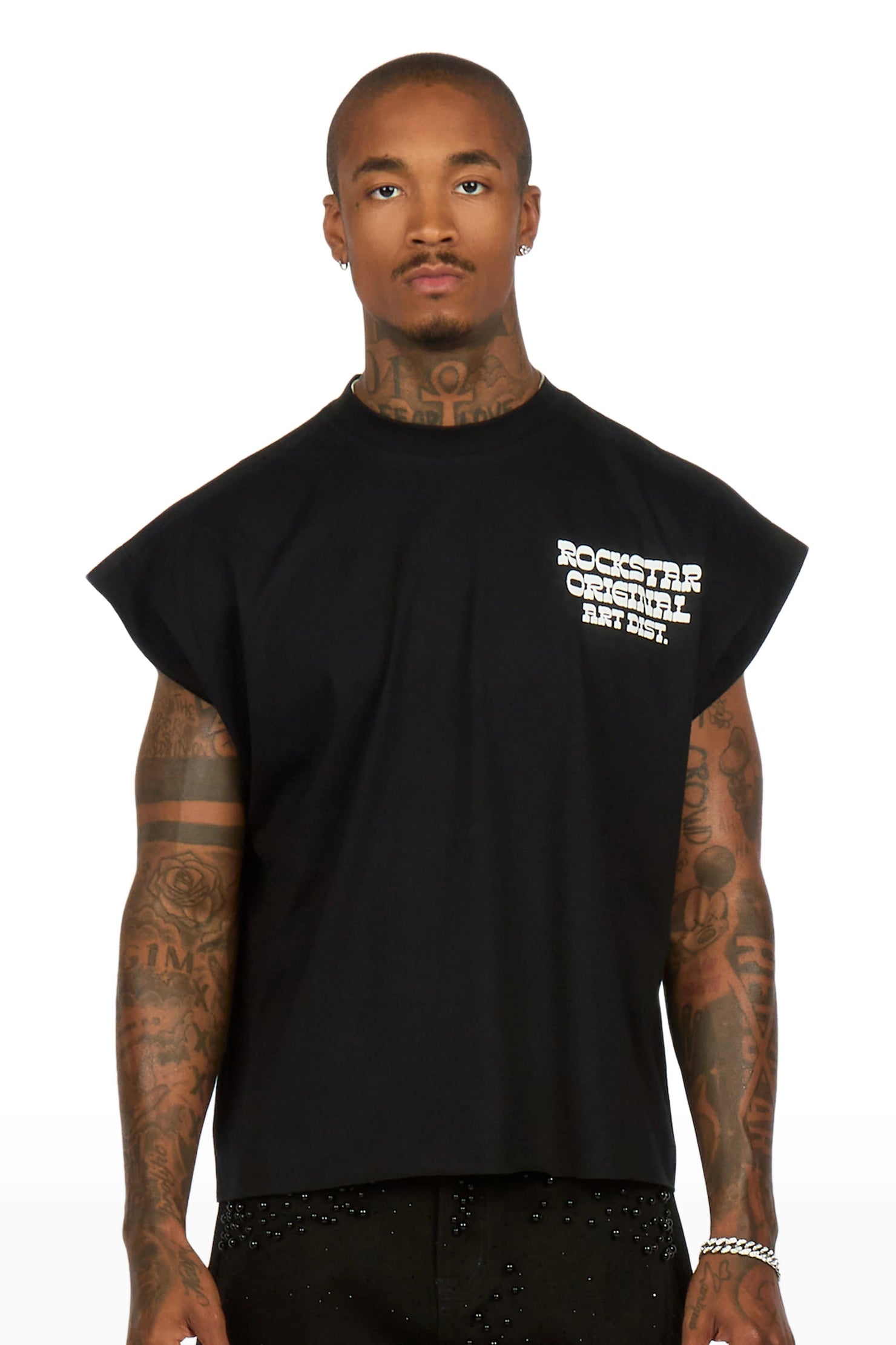 Plot Black Cut Sleeve Tee