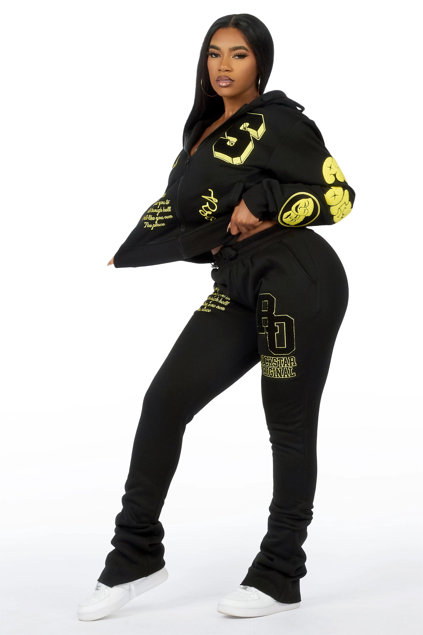 Leslee Black/Yellow Super Stacked Track Set