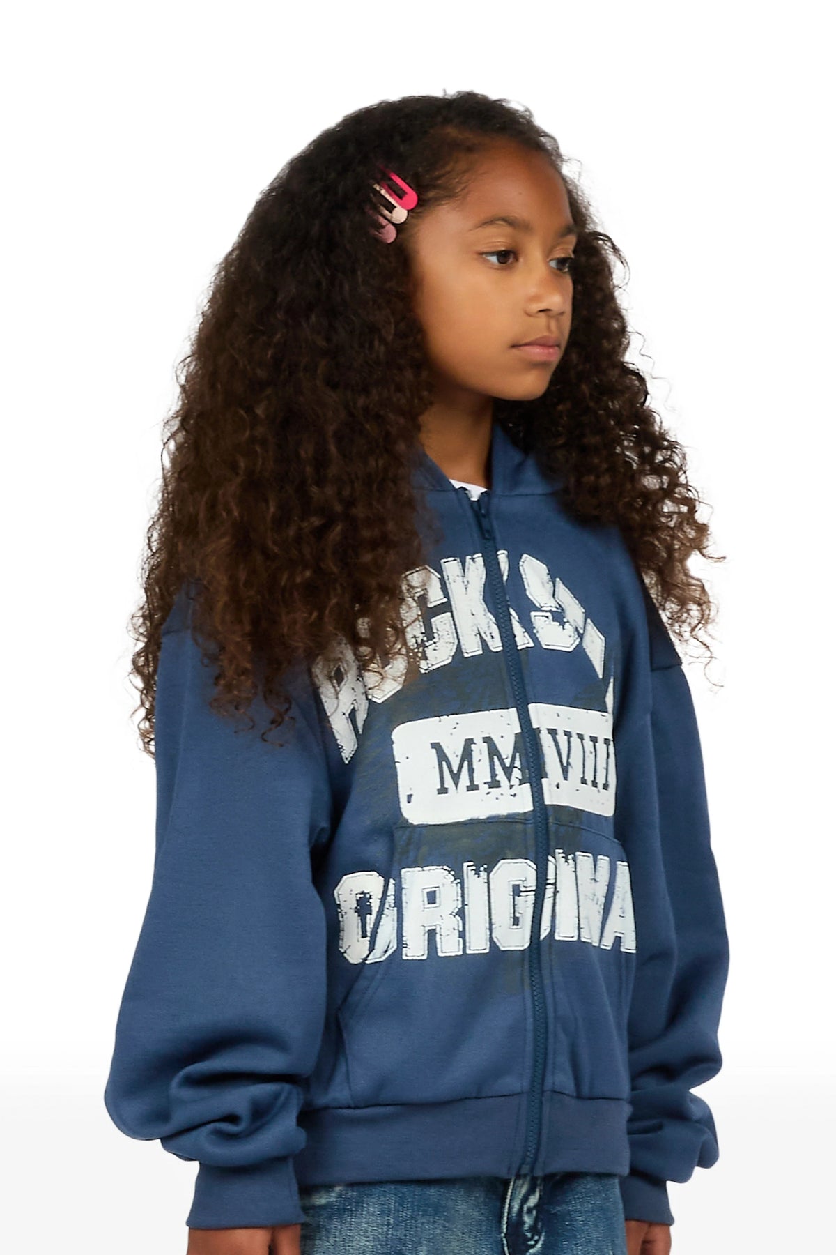 Girls Boryina Navy Zip Up Hoodie