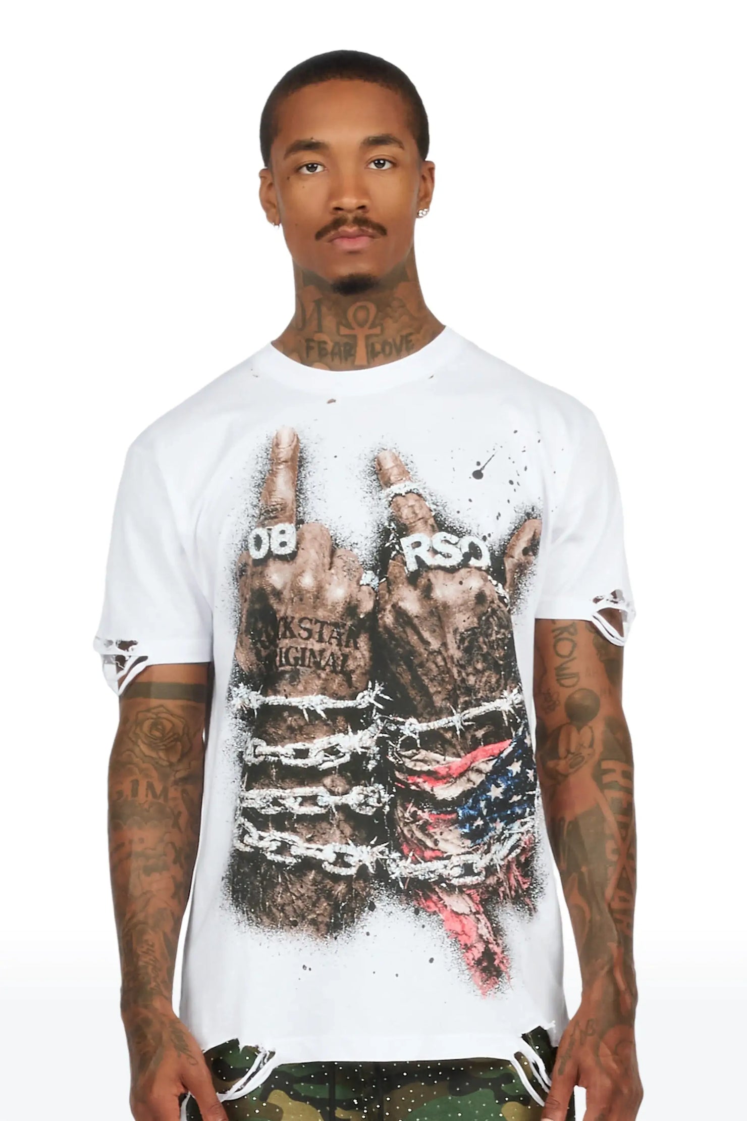 Melo White Oversized Graphic T-Shirt