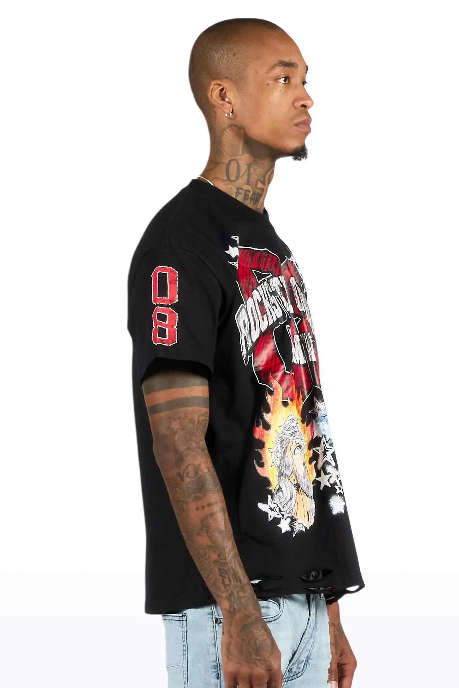 Jesus Black/Red Oversized Graphic T-Shirt