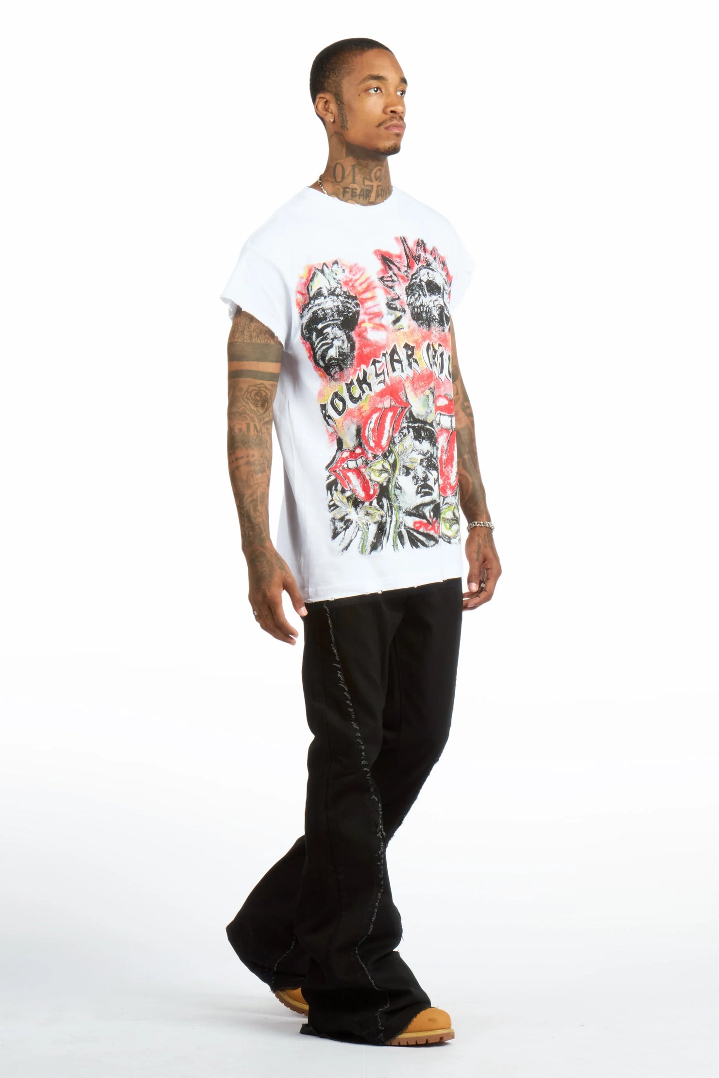Vane Black Stacked Super Flare Jean