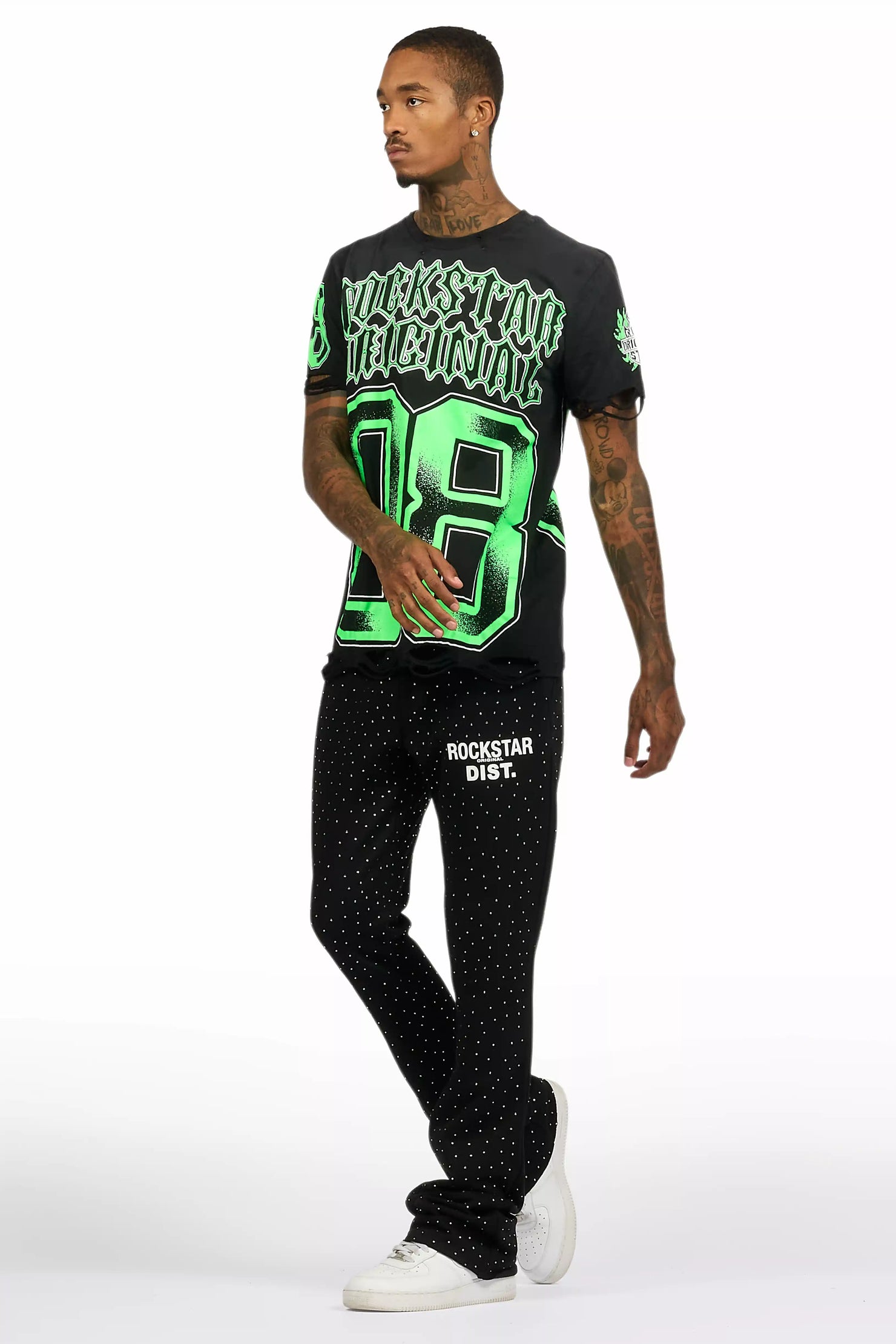 Alim Black/Green Oversized Graphic T-Shirt