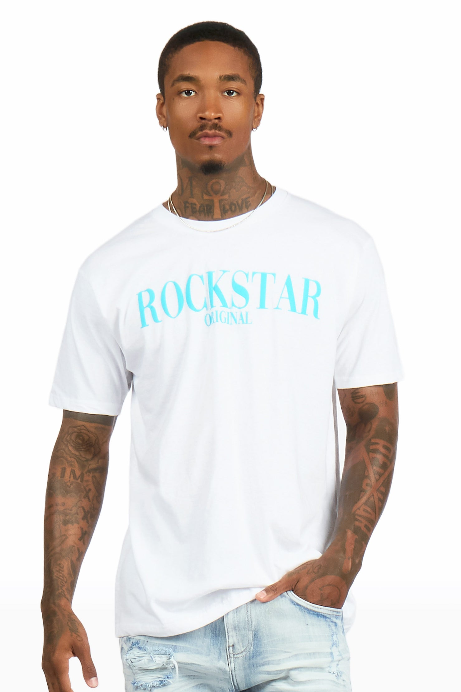 Octavio 2.0 White/Blue Oversized Graphic T-Shirt