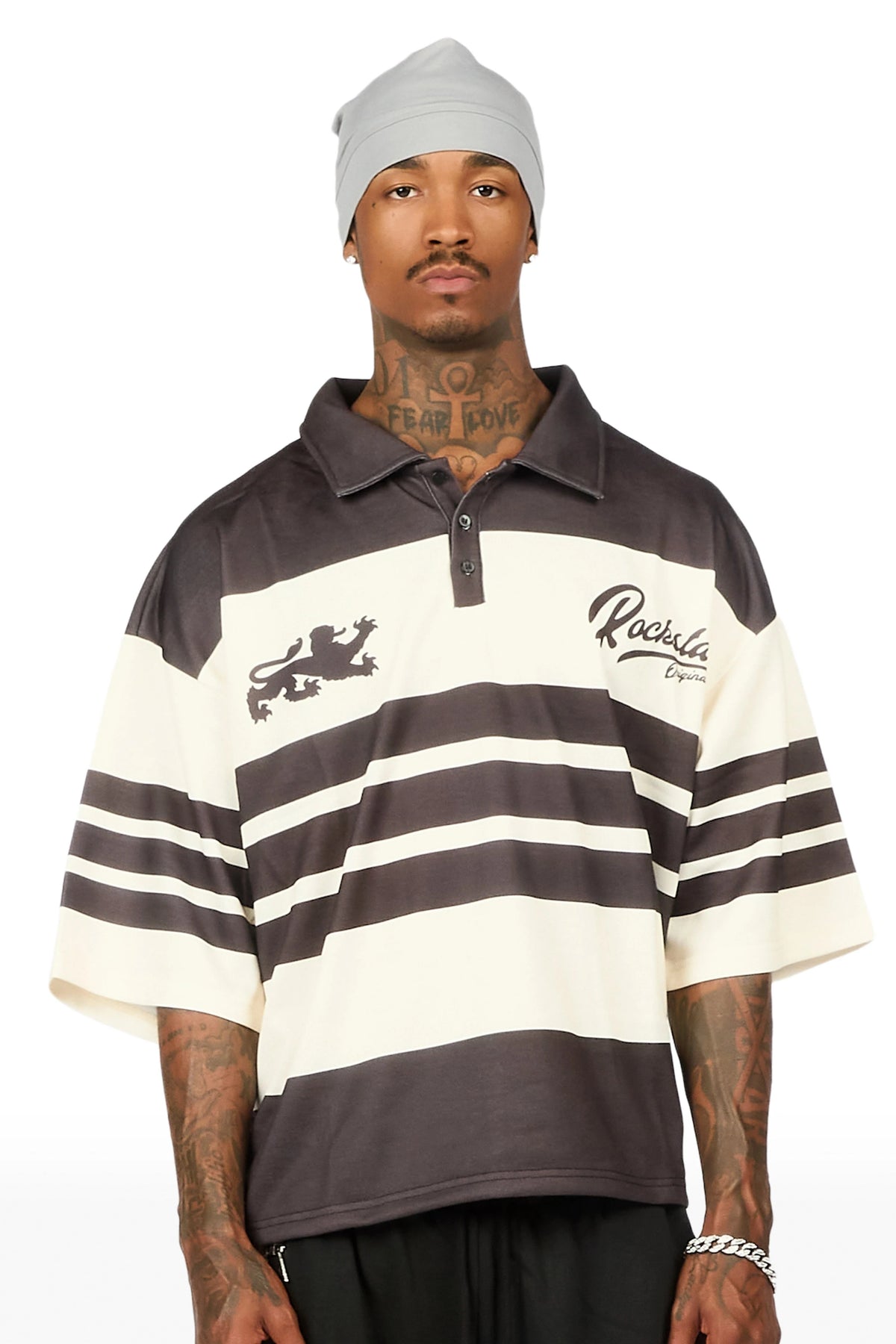 Yazan Black/Cream Crop Boxy Polo Shirt