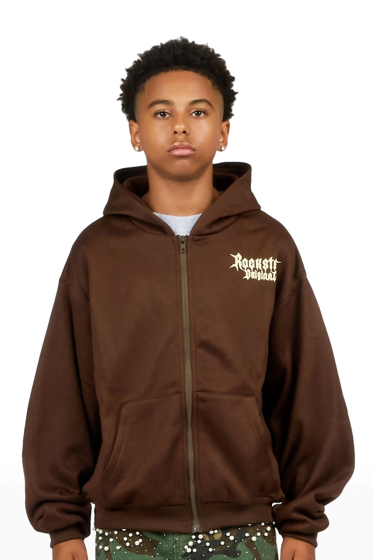 Boys Twinkle 2.0 Cocoa/Khaki Zip Up Hoodie