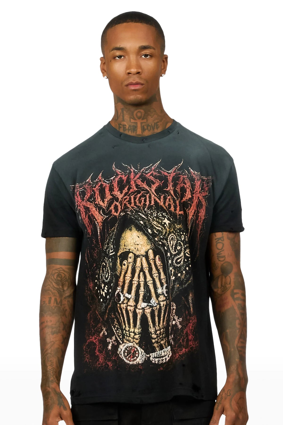 Torren Black Oversized Graphic T-Shirt