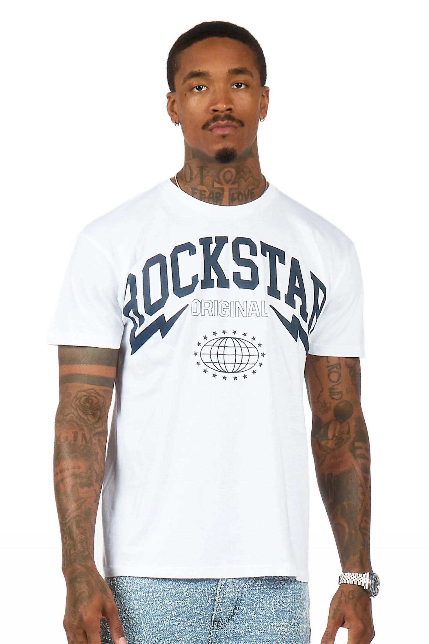 Stori White/ Navy Graphic T-Shirt