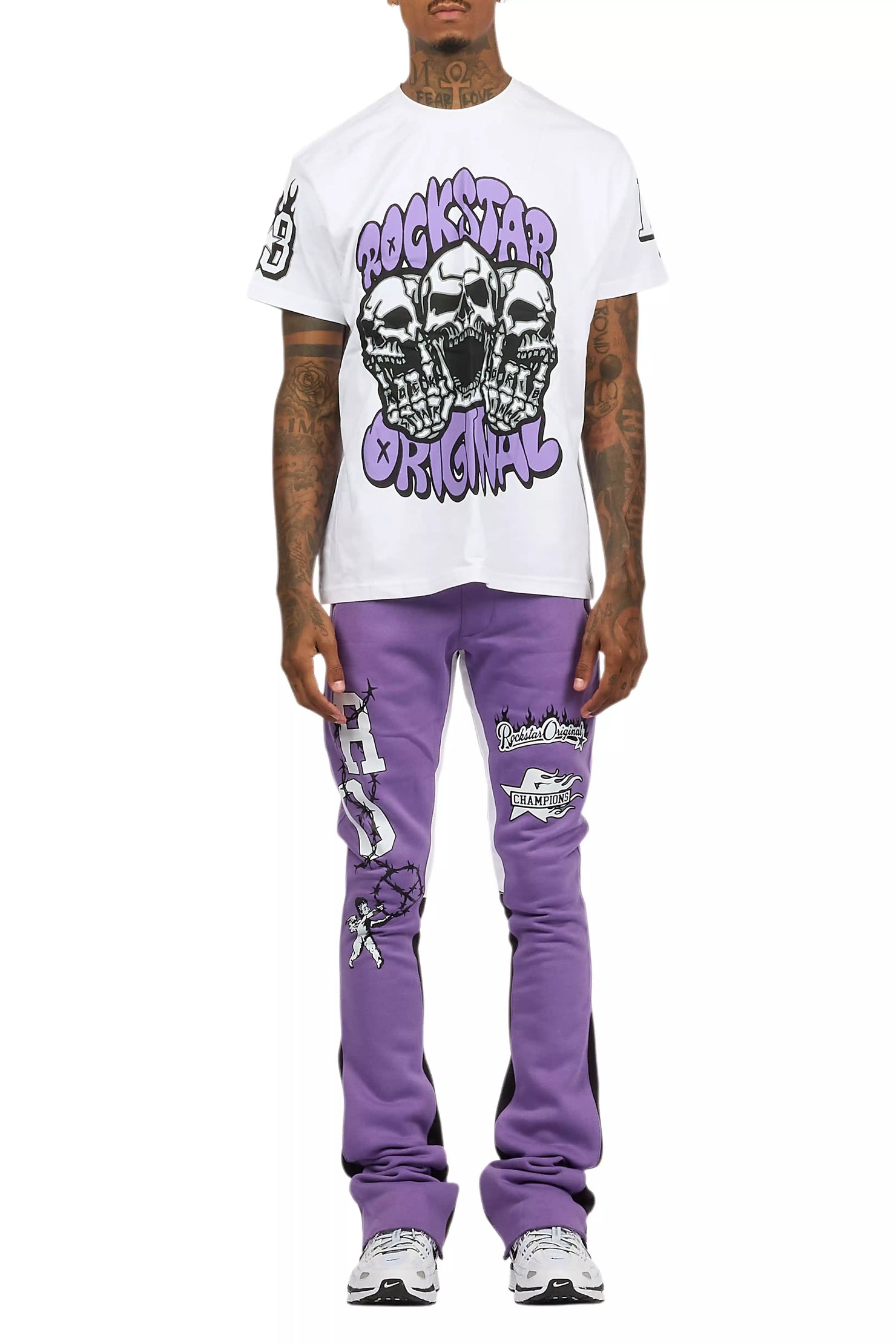 Rune Purple/White T-Shirt/Stacked Flare Track Set