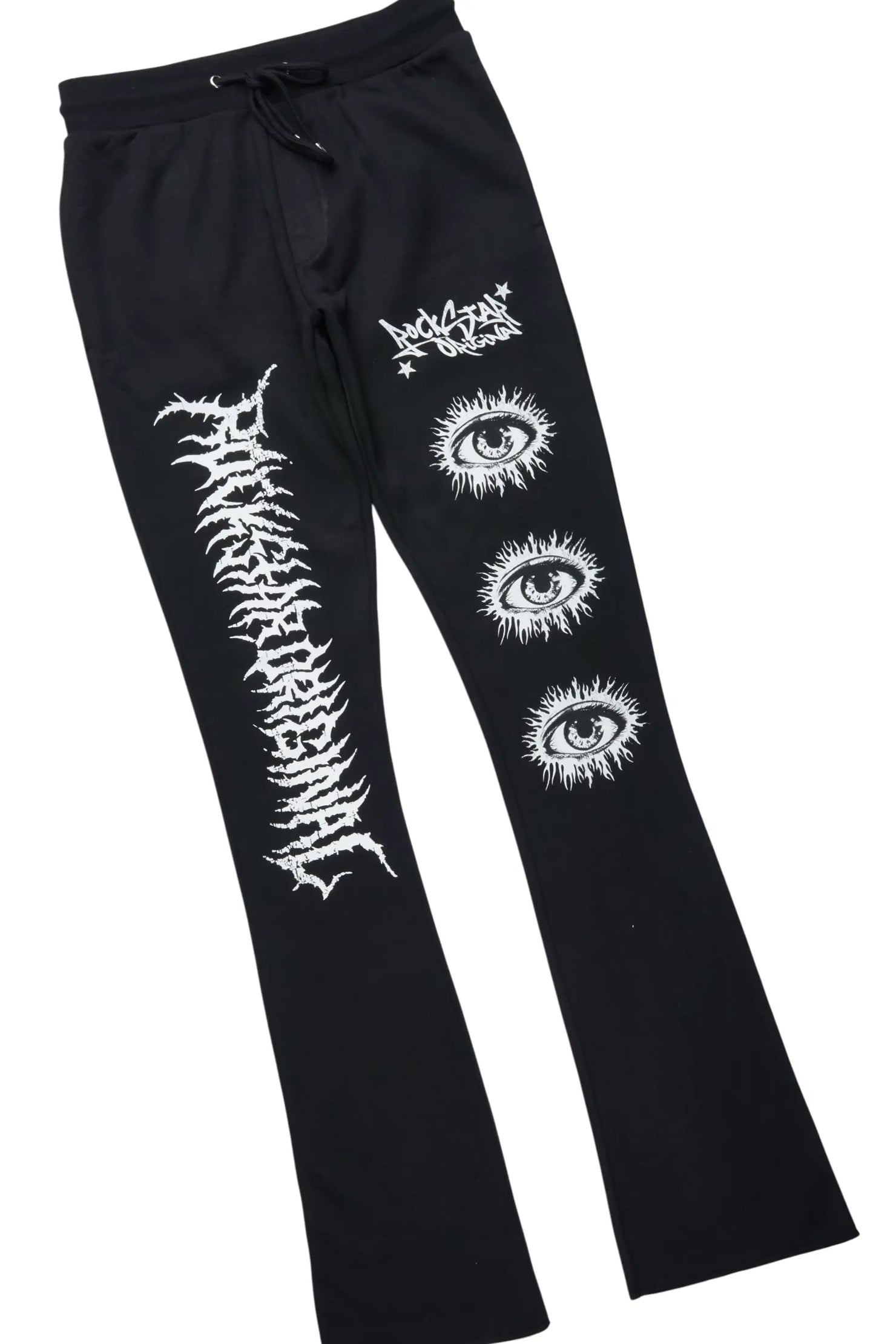 All Seeing Eyes Black Stacked Flare Track Pant Set