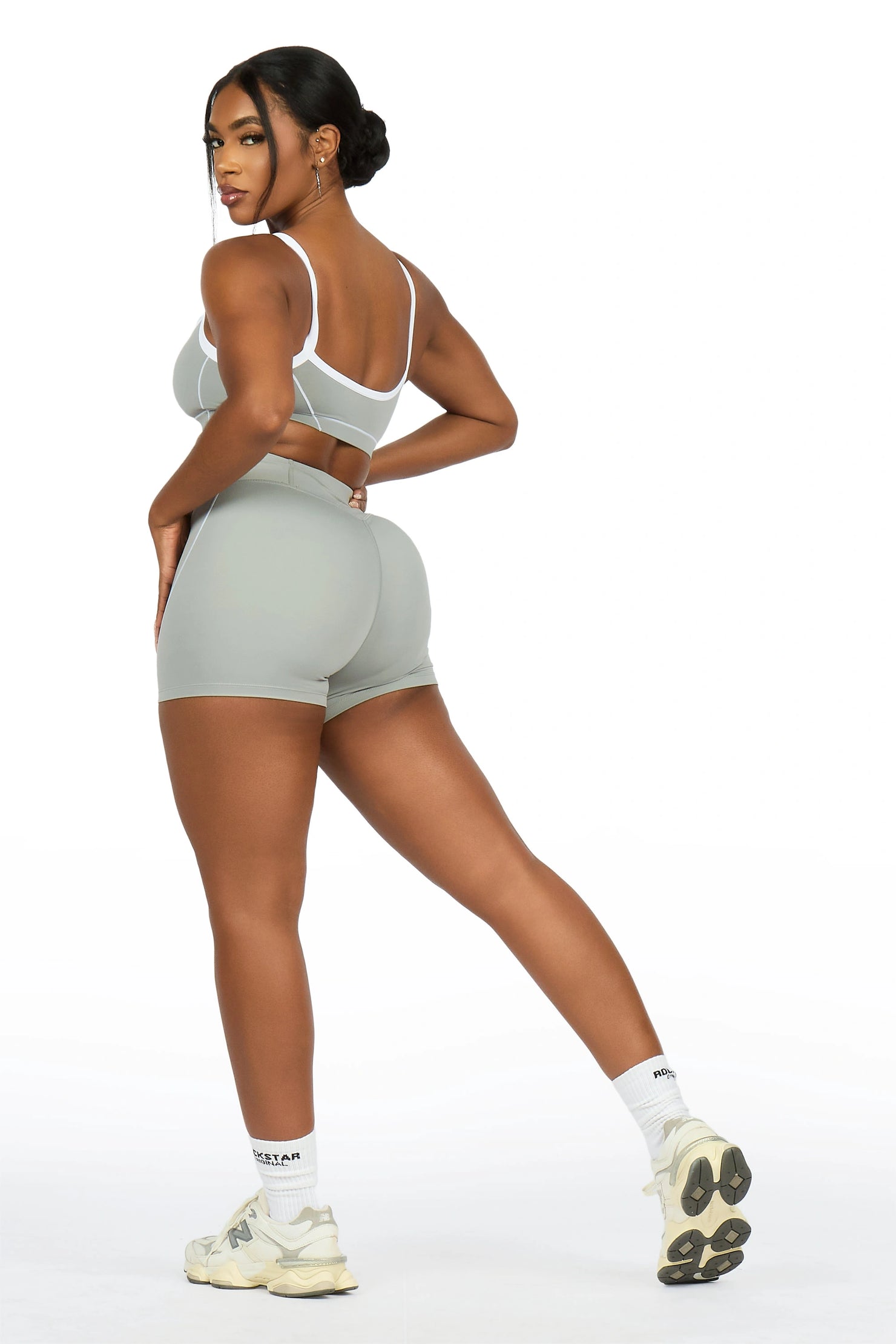 Afshana Grey Tank Active Bike Short Set