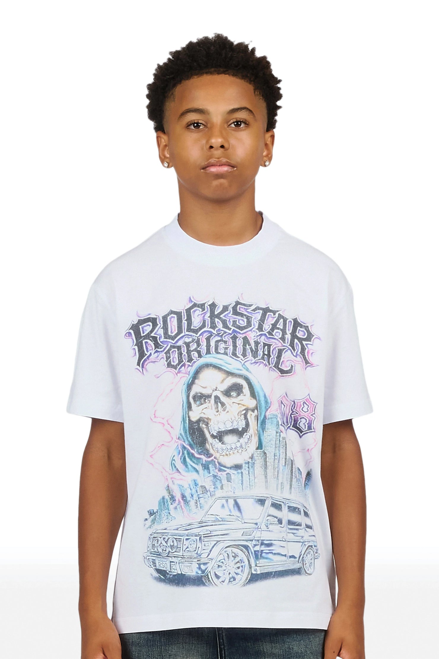 Boys Imani White Graphic T-Shirt