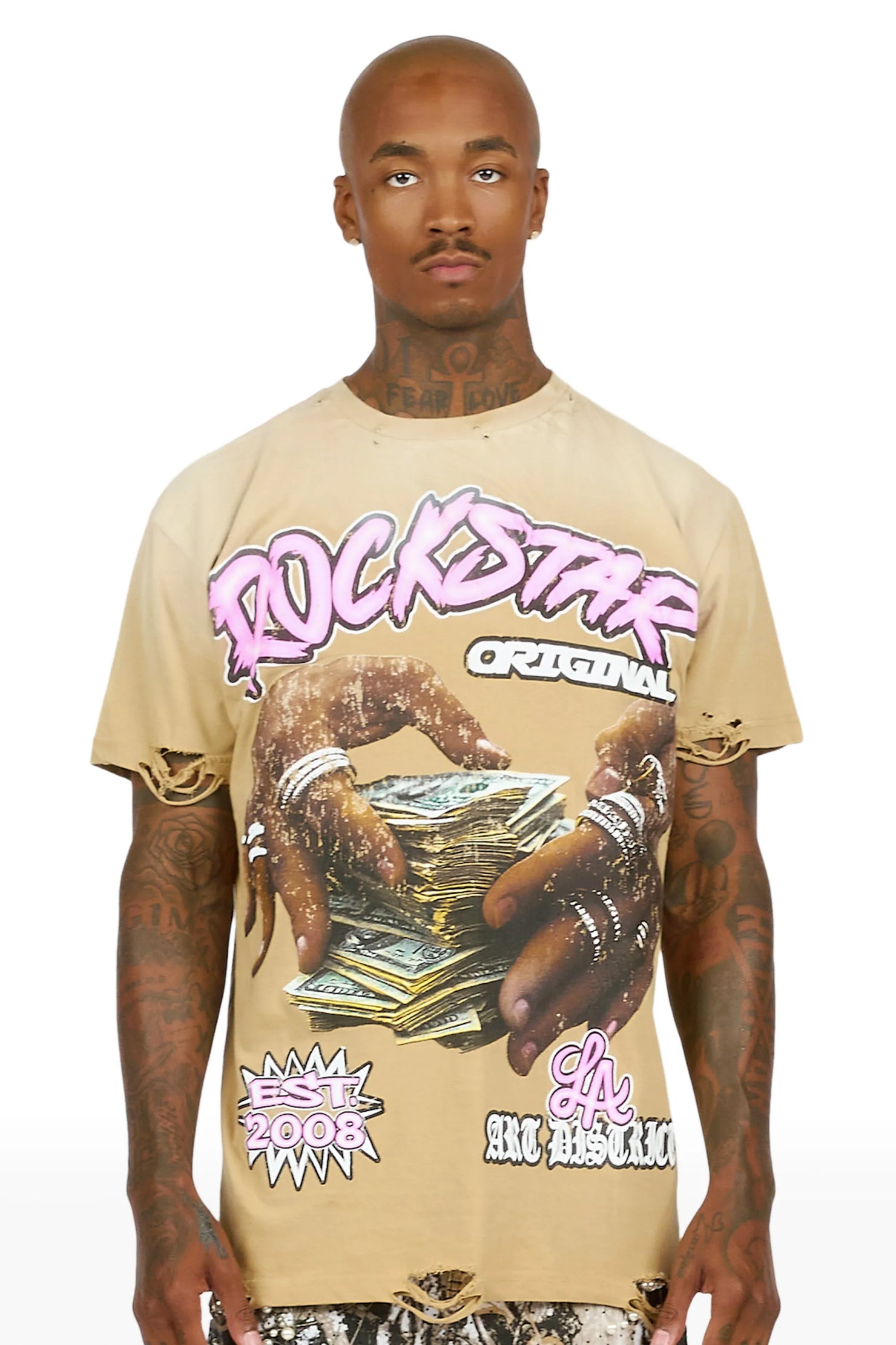 Madhur Beige Oversized Graphic T-Shirt